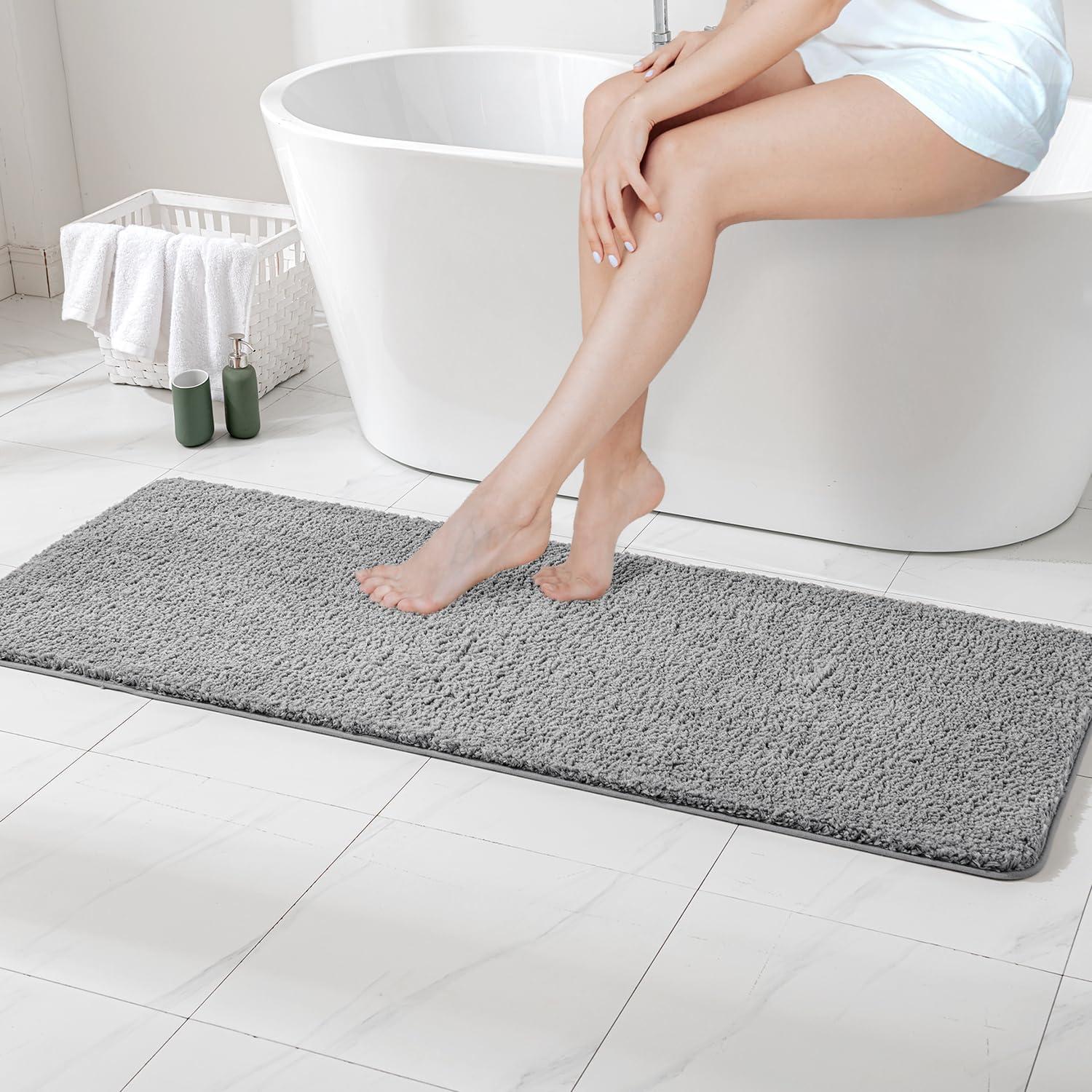 imageMIULEE Burnt Orange Extra Thick Non Slip Bathroom Rug Fall Shaggy Soft Bath Mat Plush Microfiber Absorbent Water for Shower Tub Machine Washable 16x24 InchesGrey