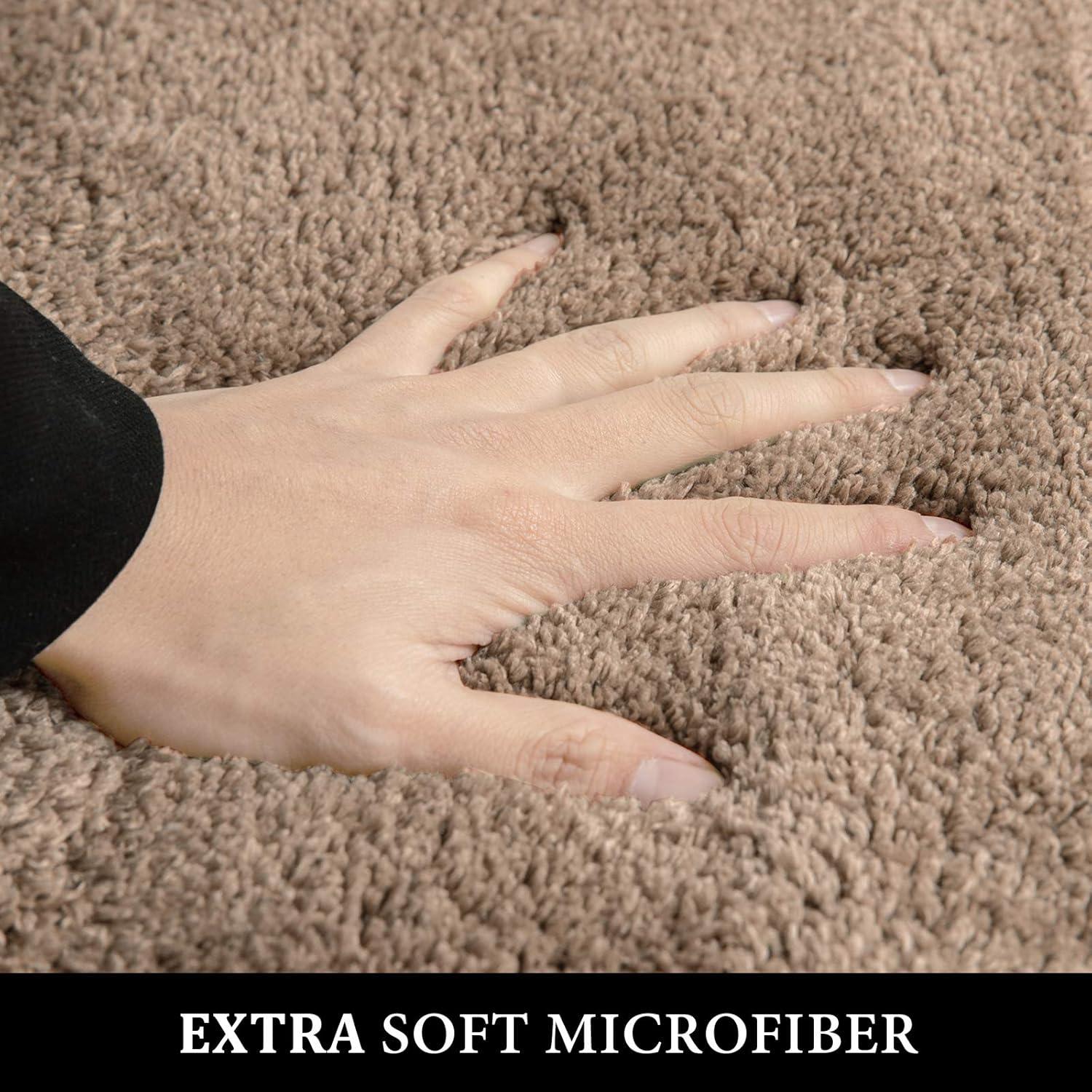 imageMIULEE Burnt Orange Extra Thick Non Slip Bathroom Rug Fall Shaggy Soft Bath Mat Plush Microfiber Absorbent Water for Shower Tub Machine Washable 16x24 InchesLight Brown