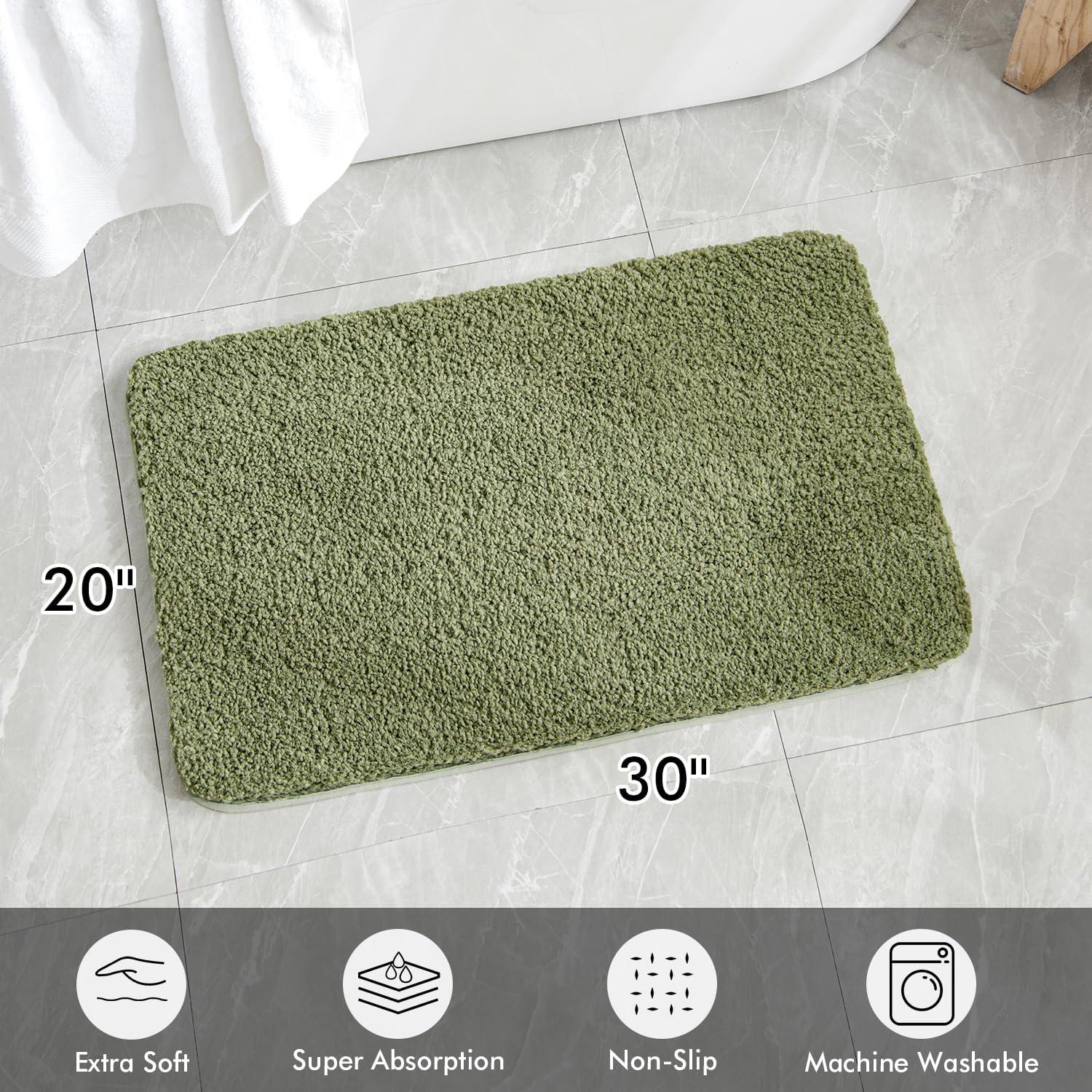 imageMIULEE Burnt Orange Extra Thick Non Slip Bathroom Rug Fall Shaggy Soft Bath Mat Plush Microfiber Absorbent Water for Shower Tub Machine Washable 16x24 InchesSage