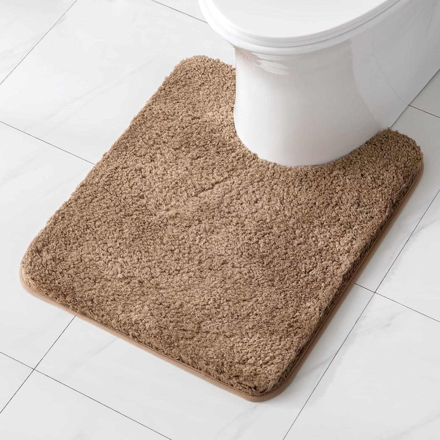 imageMIULEE Burnt Orange Extra Thick Non Slip Bathroom Rug Fall Shaggy Soft Bath Mat Plush Microfiber Absorbent Water for Shower Tub Machine Washable 16x24 InchesLight Brown