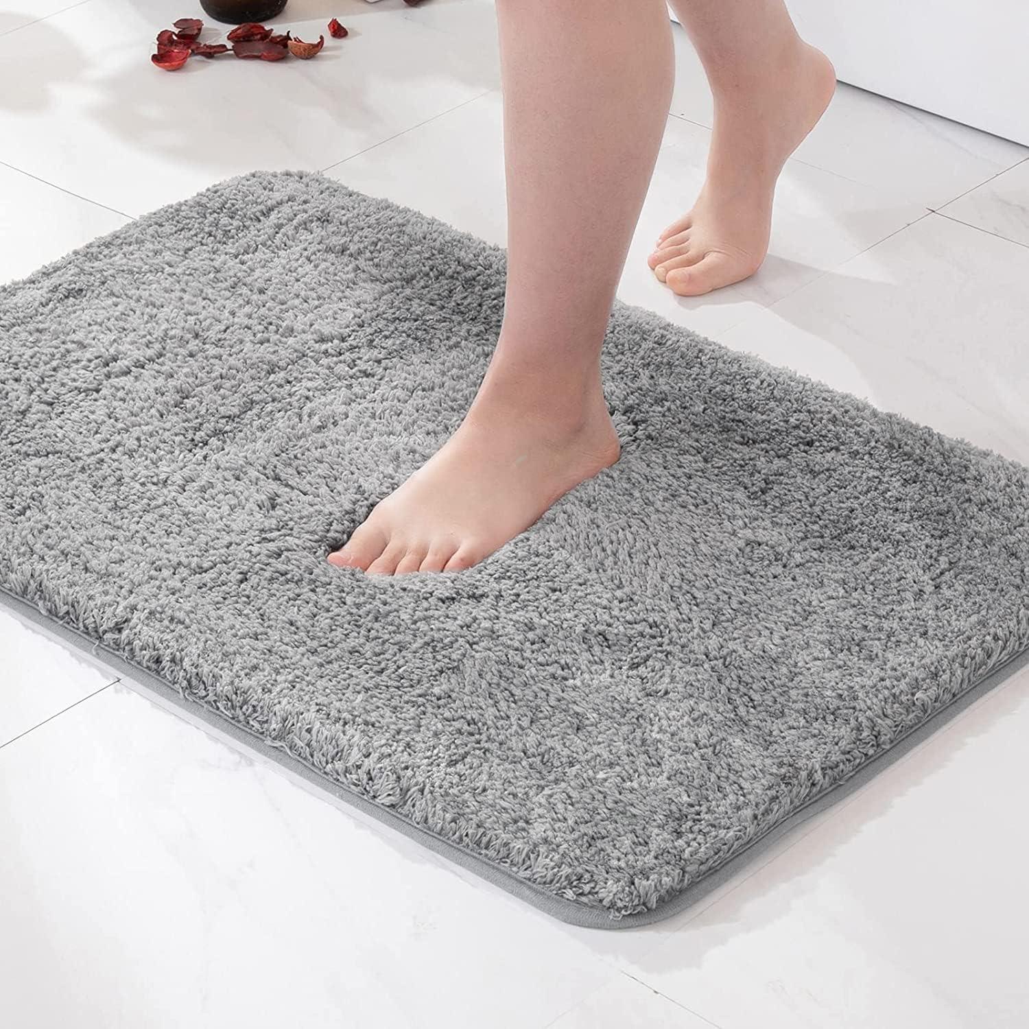 imageMIULEE Burnt Orange Extra Thick Non Slip Bathroom Rug Fall Shaggy Soft Bath Mat Plush Microfiber Absorbent Water for Shower Tub Machine Washable 16x24 InchesGrey