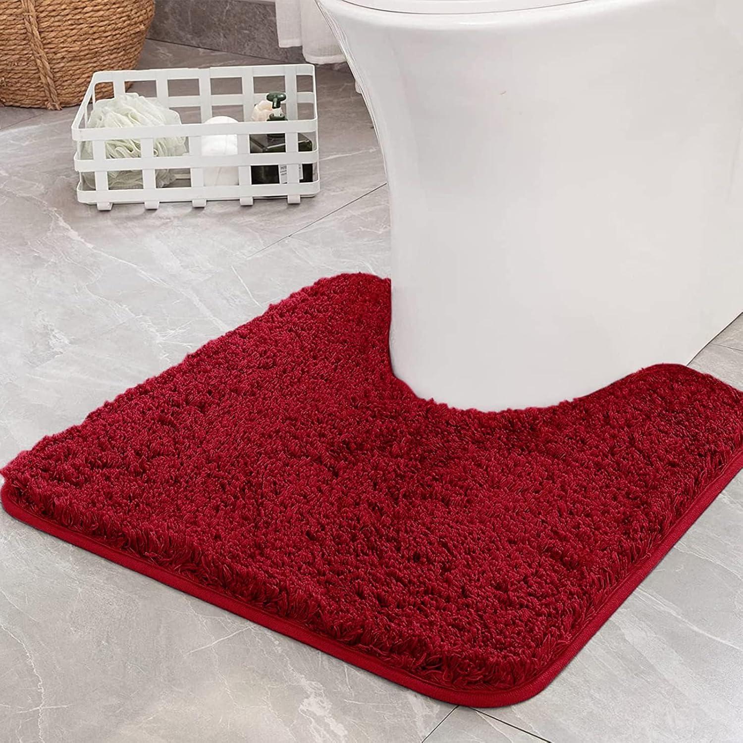 imageMIULEE Burnt Orange Extra Thick Non Slip Bathroom Rug Fall Shaggy Soft Bath Mat Plush Microfiber Absorbent Water for Shower Tub Machine Washable 16x24 InchesRed
