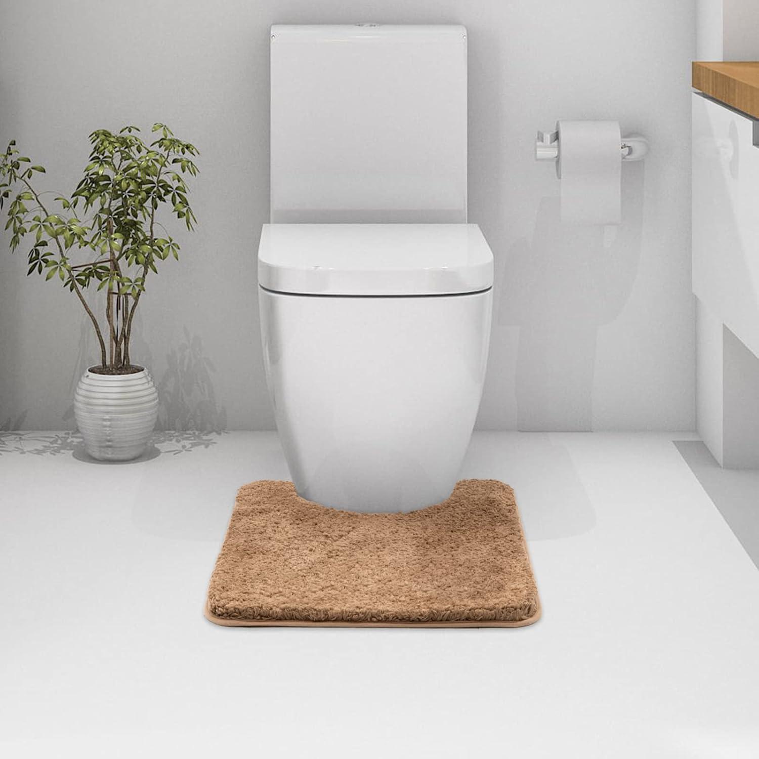 imageMIULEE Burnt Orange Extra Thick Non Slip Bathroom Rug Fall Shaggy Soft Bath Mat Plush Microfiber Absorbent Water for Shower Tub Machine Washable 16x24 InchesLight Brown