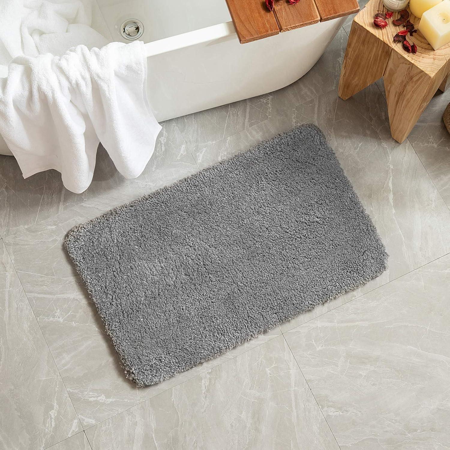 imageMIULEE Burnt Orange Extra Thick Non Slip Bathroom Rug Fall Shaggy Soft Bath Mat Plush Microfiber Absorbent Water for Shower Tub Machine Washable 16x24 InchesGrey
