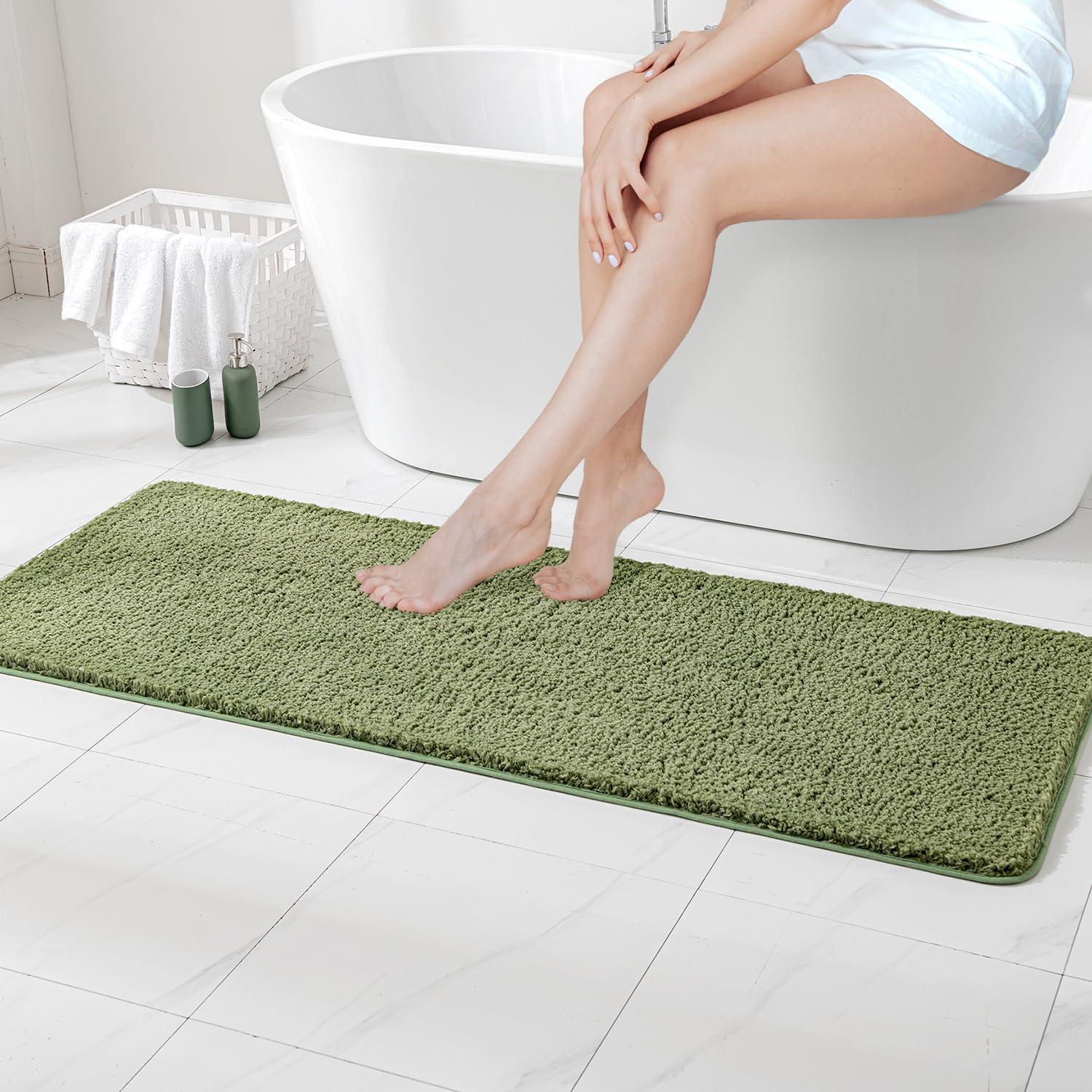 imageMIULEE Burnt Orange Extra Thick Non Slip Bathroom Rug Fall Shaggy Soft Bath Mat Plush Microfiber Absorbent Water for Shower Tub Machine Washable 16x24 InchesSage