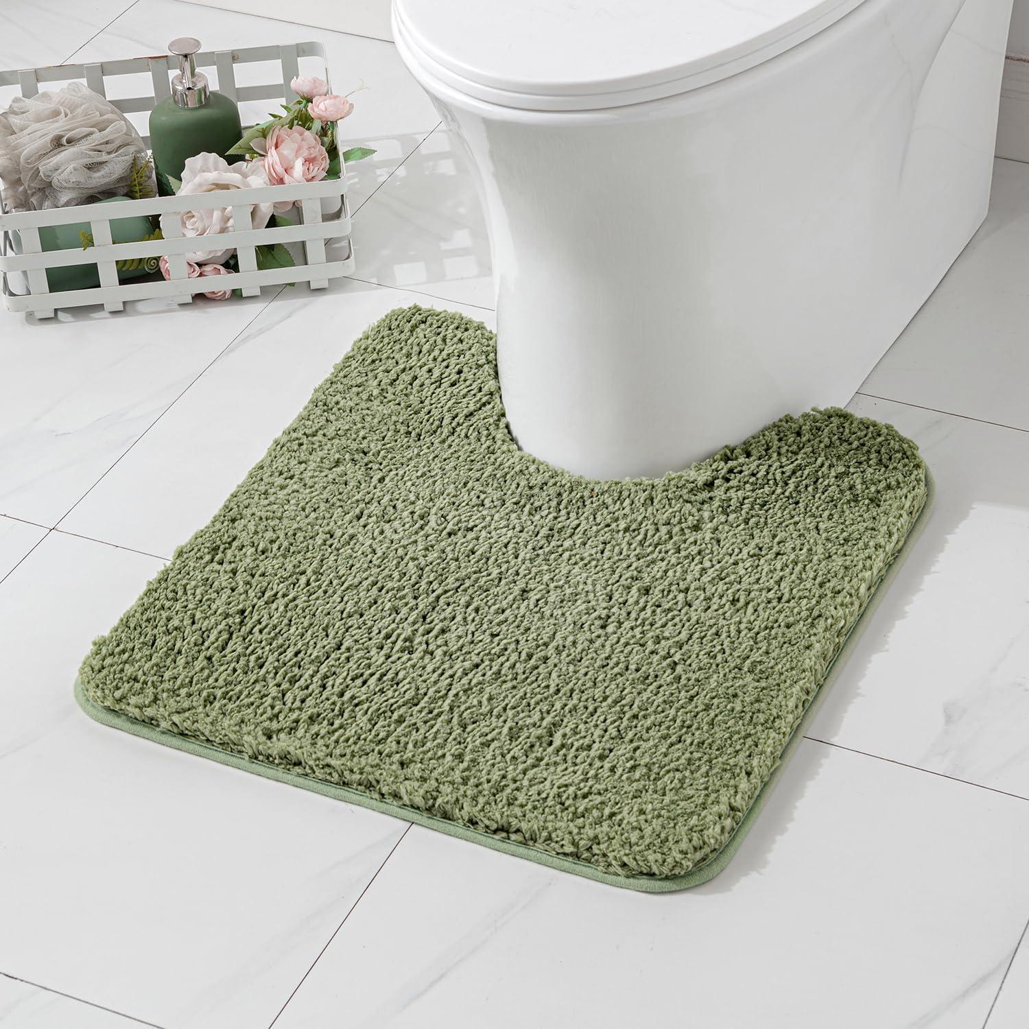 imageMIULEE Burnt Orange Extra Thick Non Slip Bathroom Rug Fall Shaggy Soft Bath Mat Plush Microfiber Absorbent Water for Shower Tub Machine Washable 16x24 InchesSage