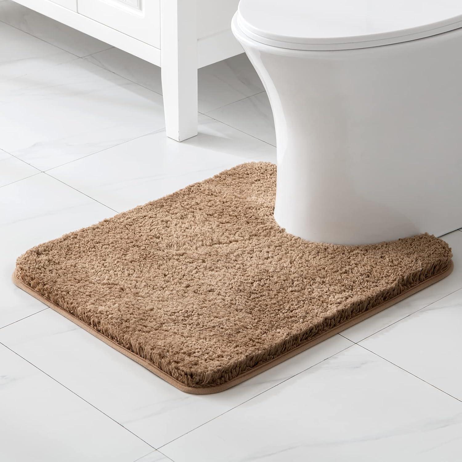 imageMIULEE Burnt Orange Extra Thick Non Slip Bathroom Rug Fall Shaggy Soft Bath Mat Plush Microfiber Absorbent Water for Shower Tub Machine Washable 16x24 InchesLight Brown