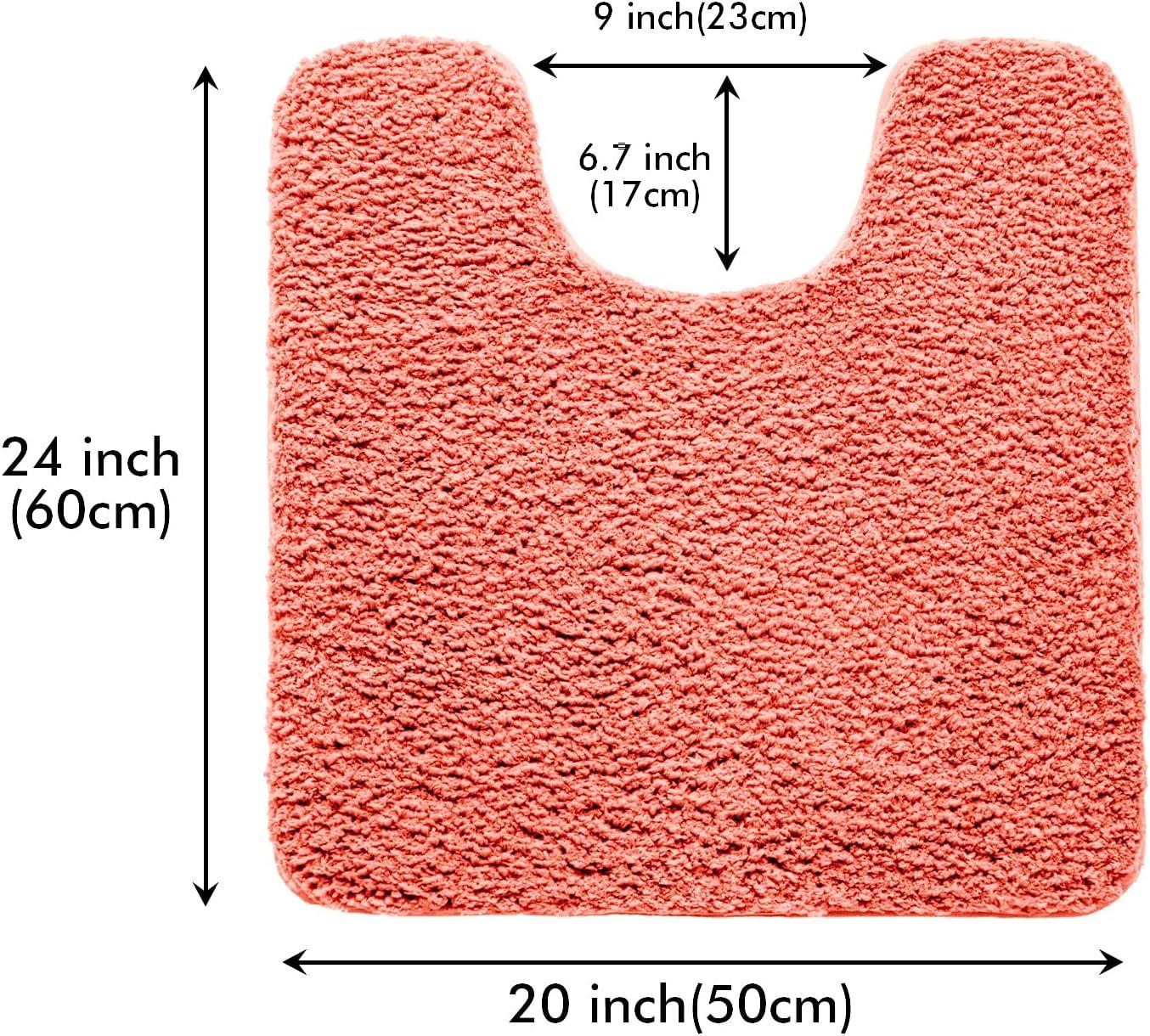 imageMIULEE Burnt Orange Extra Thick Non Slip Bathroom Rug Fall Shaggy Soft Bath Mat Plush Microfiber Absorbent Water for Shower Tub Machine Washable 16x24 InchesLiving Coral