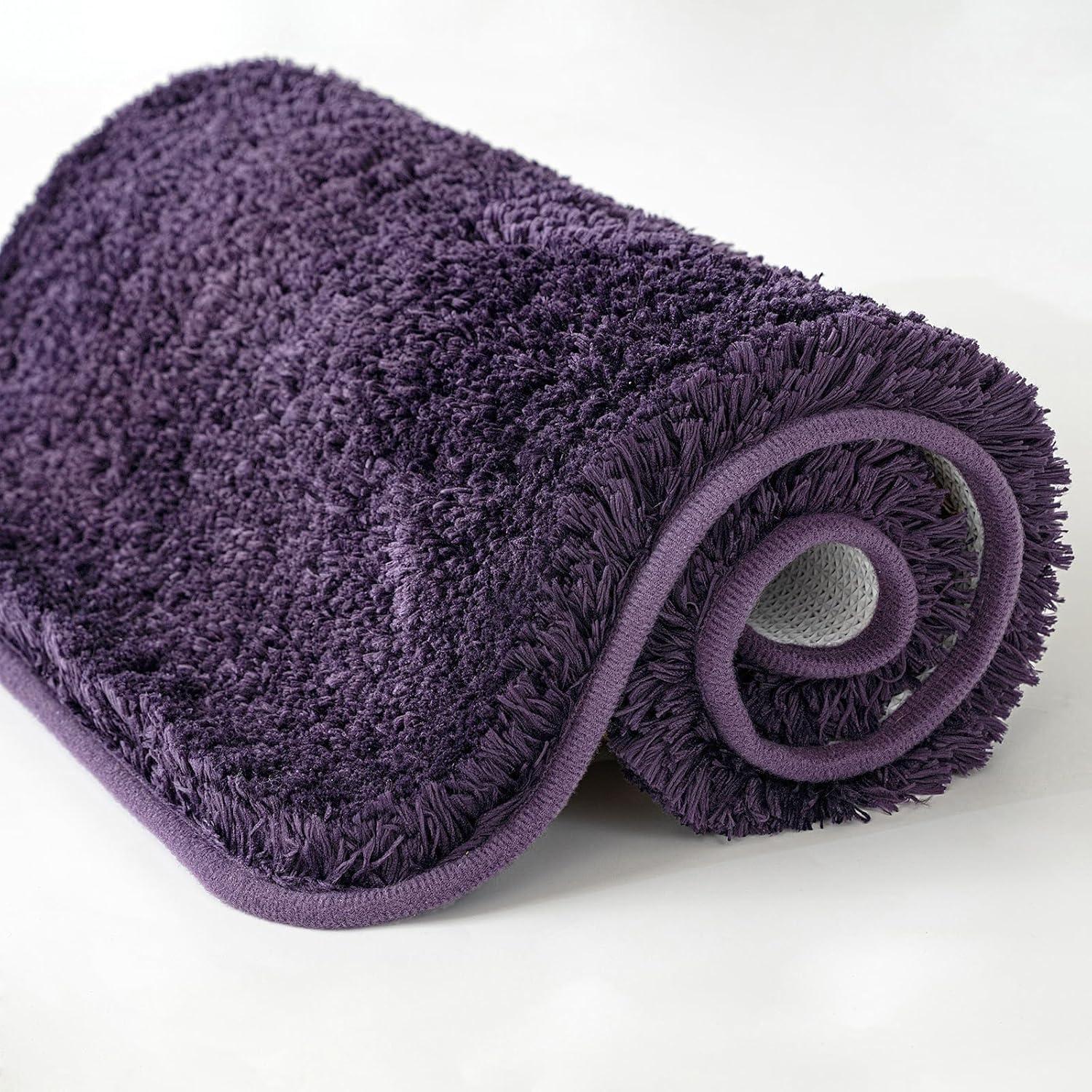 imageMIULEE Burnt Orange Extra Thick Non Slip Bathroom Rug Fall Shaggy Soft Bath Mat Plush Microfiber Absorbent Water for Shower Tub Machine Washable 16x24 InchesDark Purple