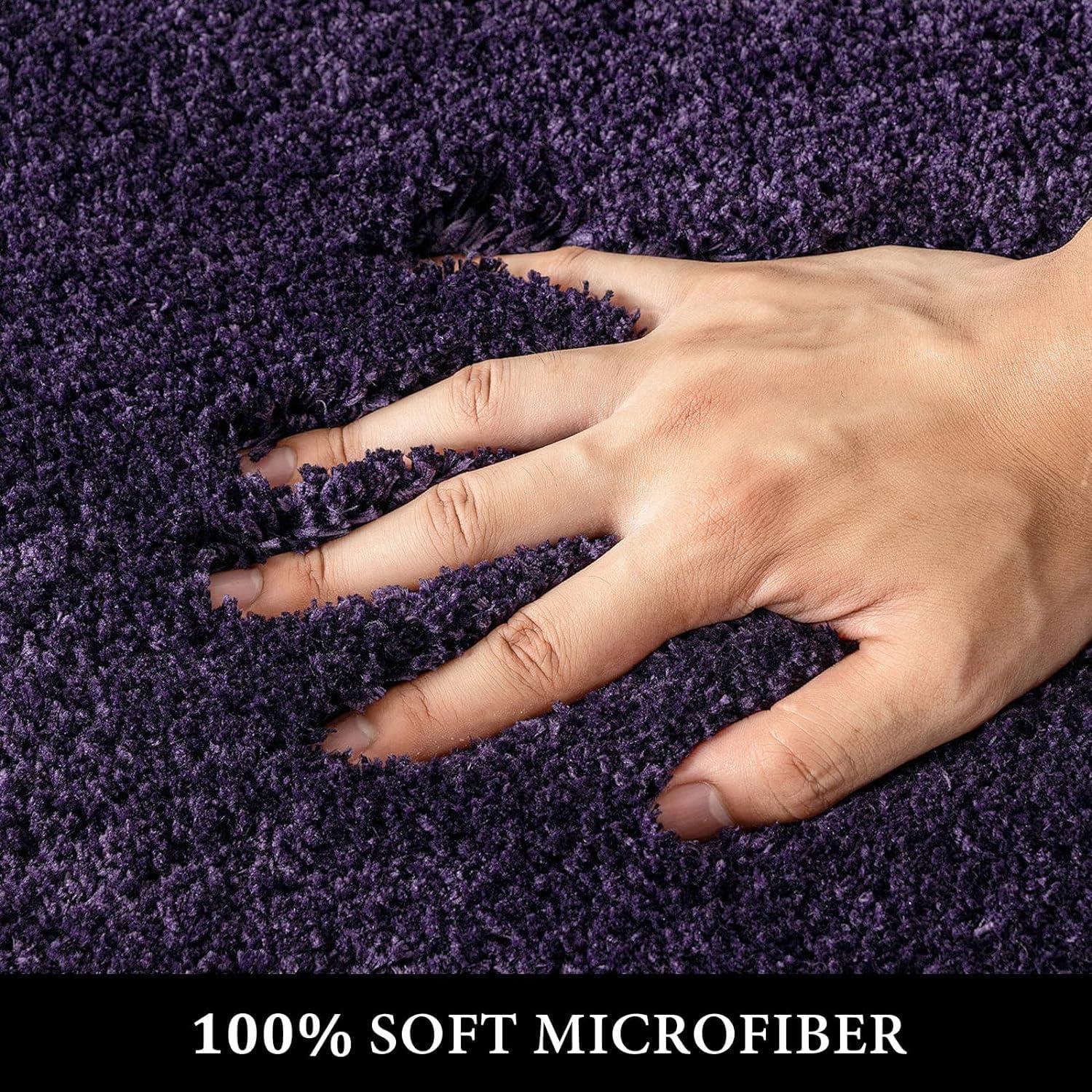 imageMIULEE Burnt Orange Extra Thick Non Slip Bathroom Rug Fall Shaggy Soft Bath Mat Plush Microfiber Absorbent Water for Shower Tub Machine Washable 16x24 InchesDark Purple