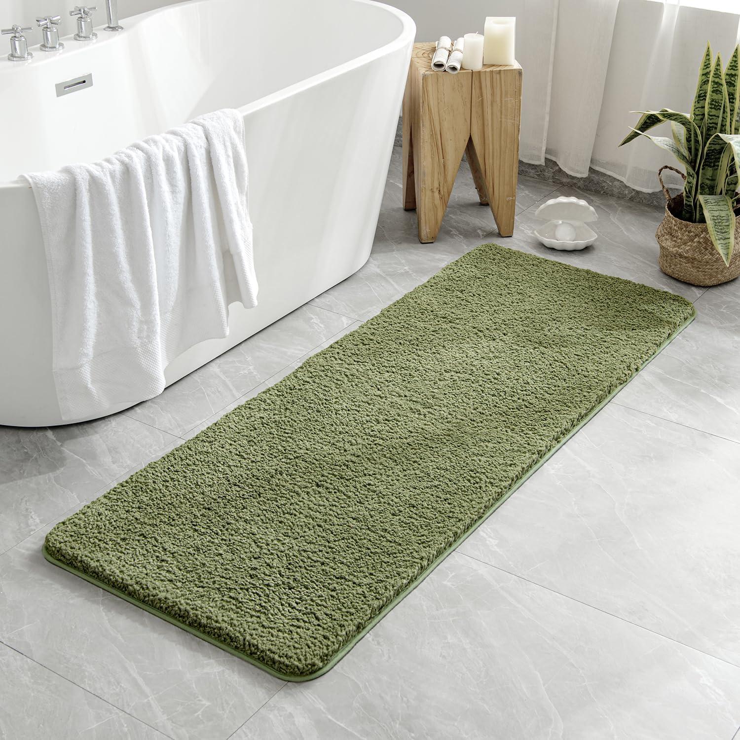 imageMIULEE Burnt Orange Extra Thick Non Slip Bathroom Rug Fall Shaggy Soft Bath Mat Plush Microfiber Absorbent Water for Shower Tub Machine Washable 16x24 InchesSage