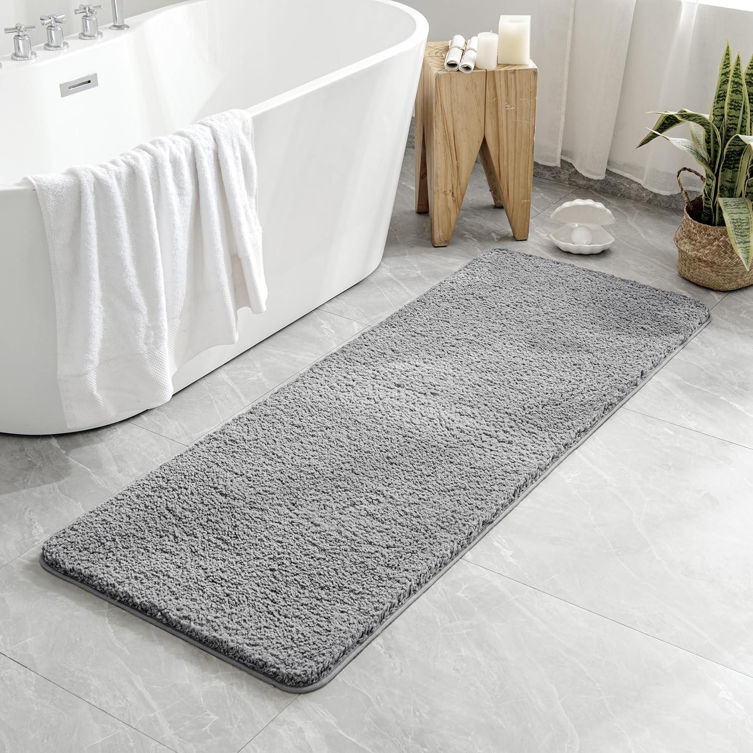 imageMIULEE Burnt Orange Extra Thick Non Slip Bathroom Rug Fall Shaggy Soft Bath Mat Plush Microfiber Absorbent Water for Shower Tub Machine Washable 16x24 InchesGrey