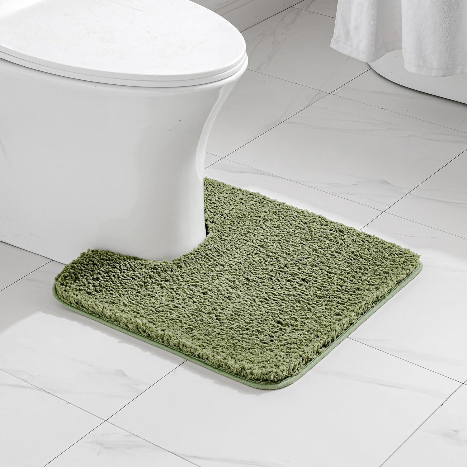 imageMIULEE Burnt Orange Extra Thick Non Slip Bathroom Rug Fall Shaggy Soft Bath Mat Plush Microfiber Absorbent Water for Shower Tub Machine Washable 16x24 InchesSage