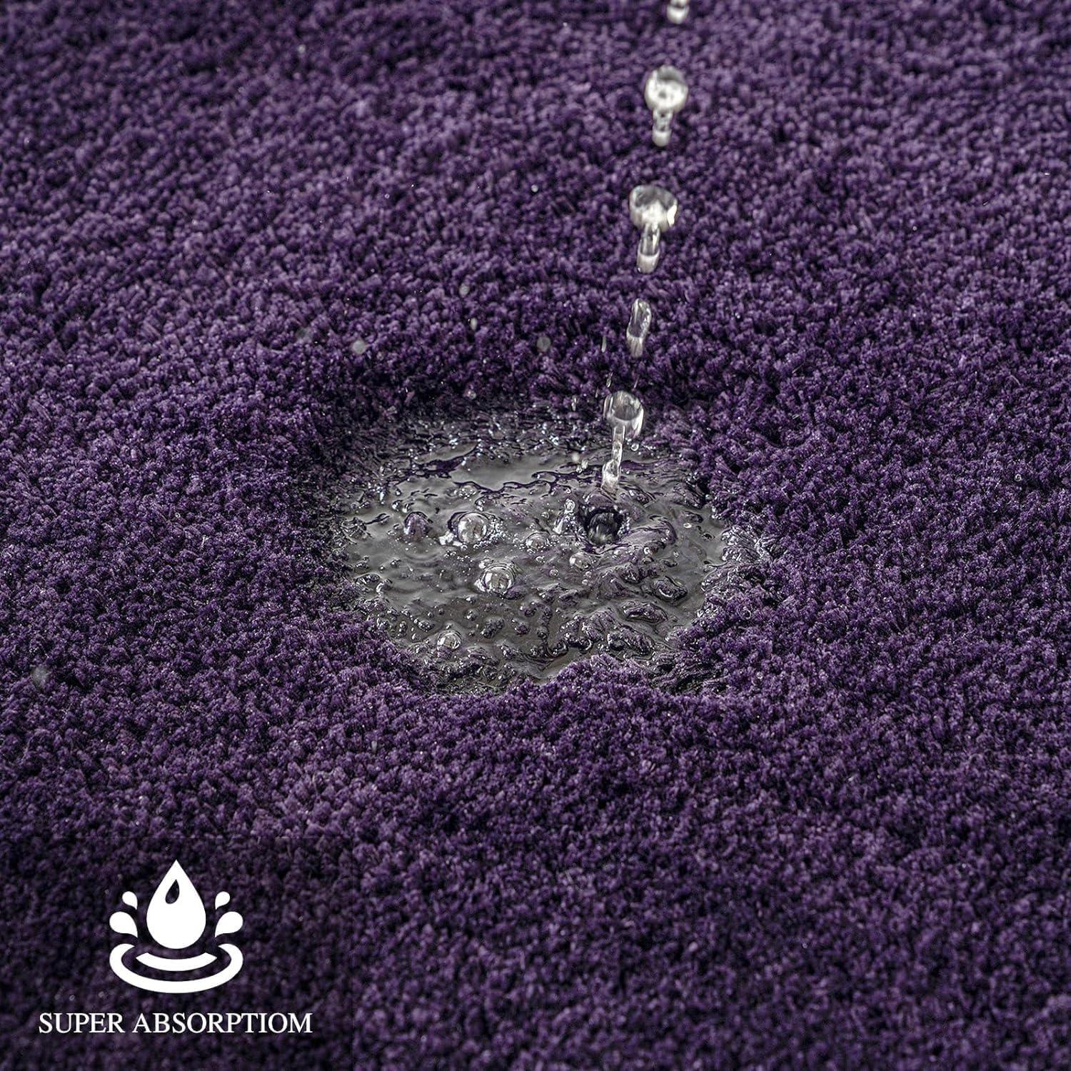 imageMIULEE Burnt Orange Extra Thick Non Slip Bathroom Rug Fall Shaggy Soft Bath Mat Plush Microfiber Absorbent Water for Shower Tub Machine Washable 16x24 InchesDark Purple