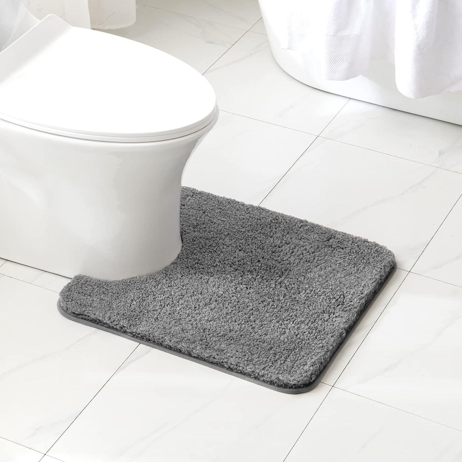 imageMIULEE Burnt Orange Extra Thick Non Slip Bathroom Rug Fall Shaggy Soft Bath Mat Plush Microfiber Absorbent Water for Shower Tub Machine Washable 16x24 InchesGrey