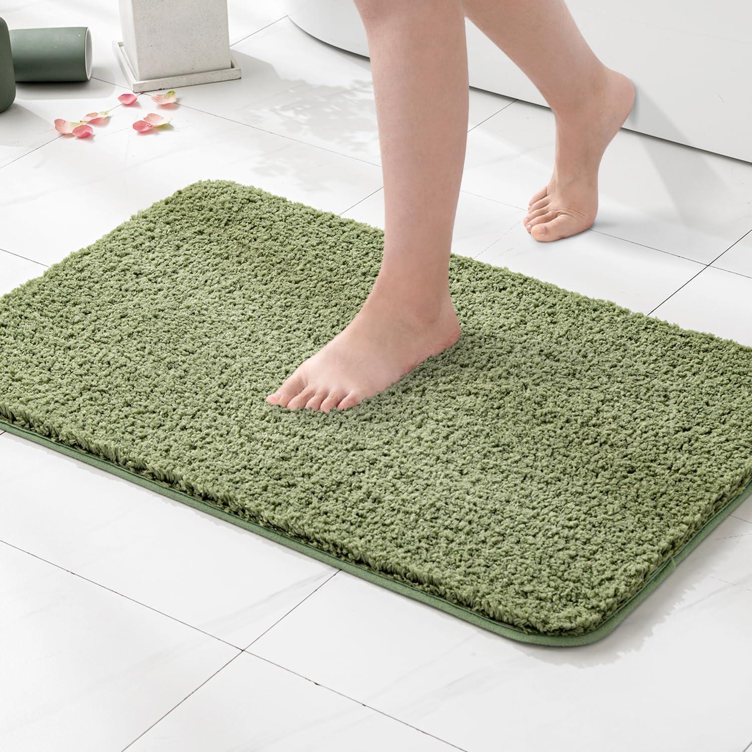 imageMIULEE Burnt Orange Extra Thick Non Slip Bathroom Rug Fall Shaggy Soft Bath Mat Plush Microfiber Absorbent Water for Shower Tub Machine Washable 16x24 InchesSage