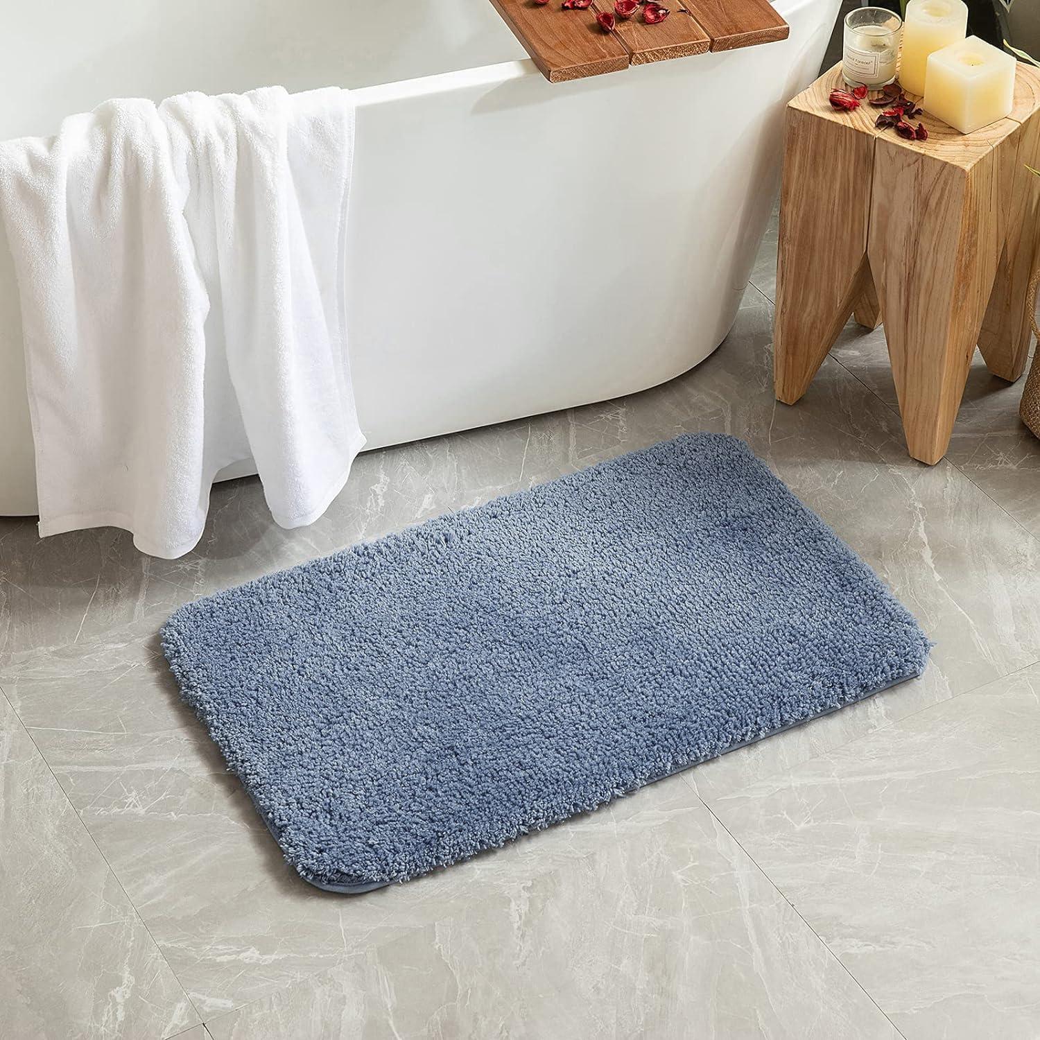 imageMIULEE Burnt Orange Extra Thick Non Slip Bathroom Rug Fall Shaggy Soft Bath Mat Plush Microfiber Absorbent Water for Shower Tub Machine Washable 16x24 InchesDusty Blue