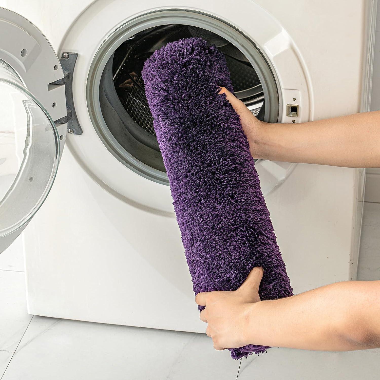 imageMIULEE Burnt Orange Extra Thick Non Slip Bathroom Rug Fall Shaggy Soft Bath Mat Plush Microfiber Absorbent Water for Shower Tub Machine Washable 16x24 InchesDark Purple