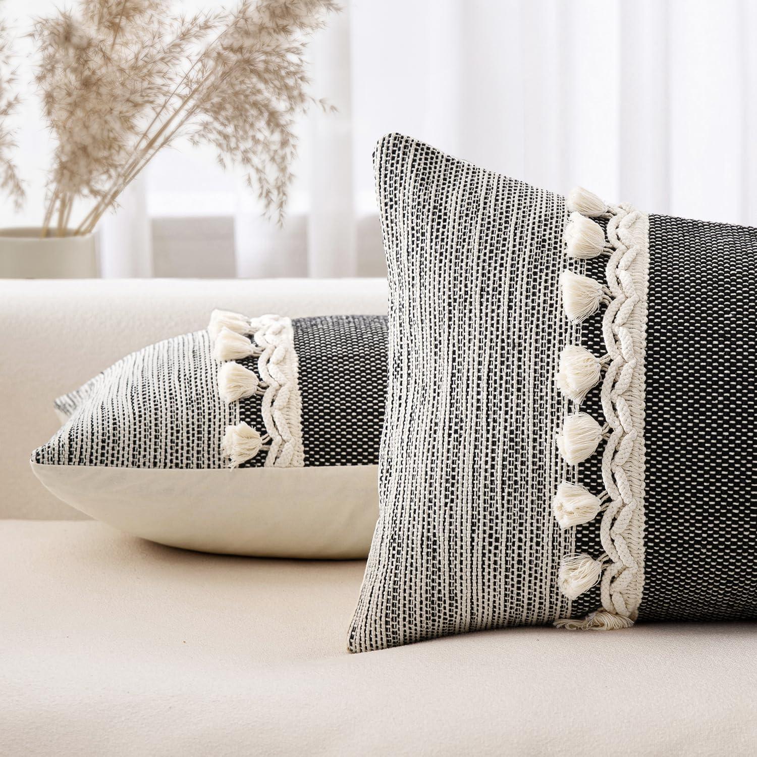 imageMIULEE Fall Black Decorative Body Lumbar Throw Pillow Cover 14x36 Inch Boho Long Cushion for Pack of 1 Farmhouse Home Decor for Halloween Sofa Living Room Couch Bed