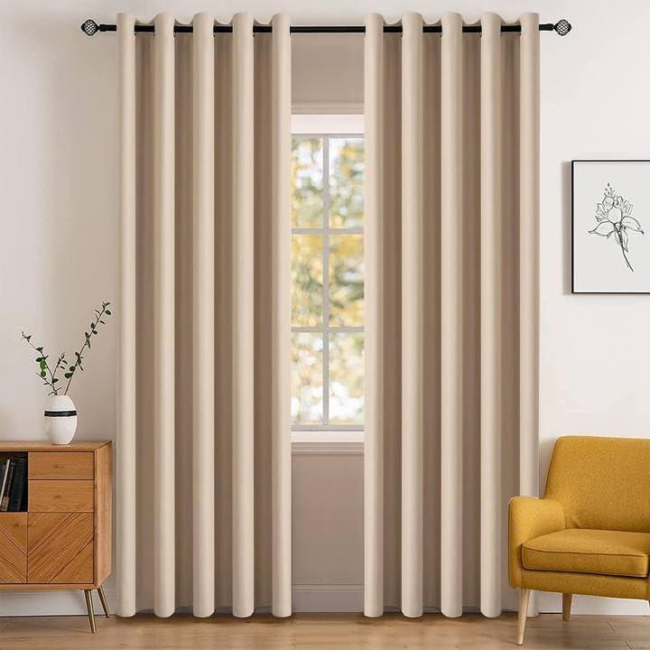 imageMIULEE Room Darkening Curtains Thermal Insulated Black Out Drapes Solid Window Treatment Grommet Light Blocking Blackout Curtain for Living Room Bedroom 2 Panels Set 52 x 54 inch Length Olive GreenBeige