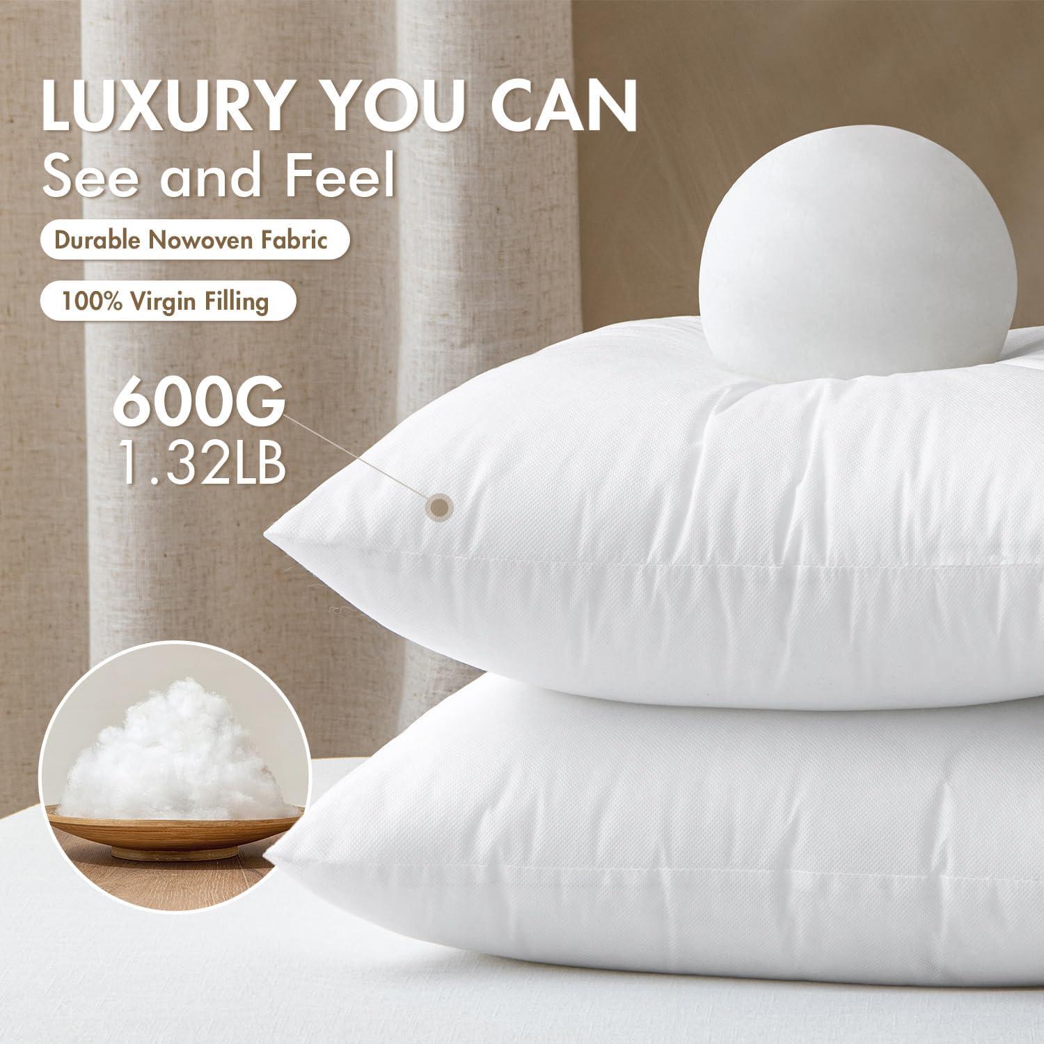 imageMIULEE Set of 2 Throw Pillow Inserts 20x20 Inches 100 Virgin Filling Nonwoven Pillow Inserts for Couch Sofa Living Room2