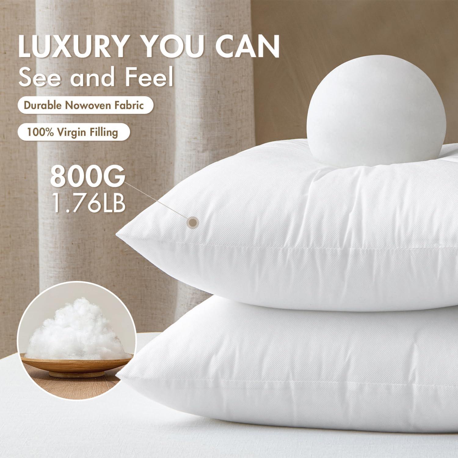 imageMIULEE Set of 2 Throw Pillow Inserts 20x20 Inches 100 Virgin Filling Nonwoven Pillow Inserts for Couch Sofa Living Room2