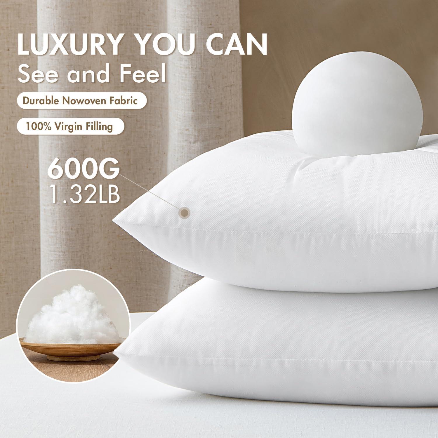 imageMIULEE Set of 2 Throw Pillow Inserts 20x20 Inches 100 Virgin Filling Nonwoven Pillow Inserts for Couch Sofa Living Room4