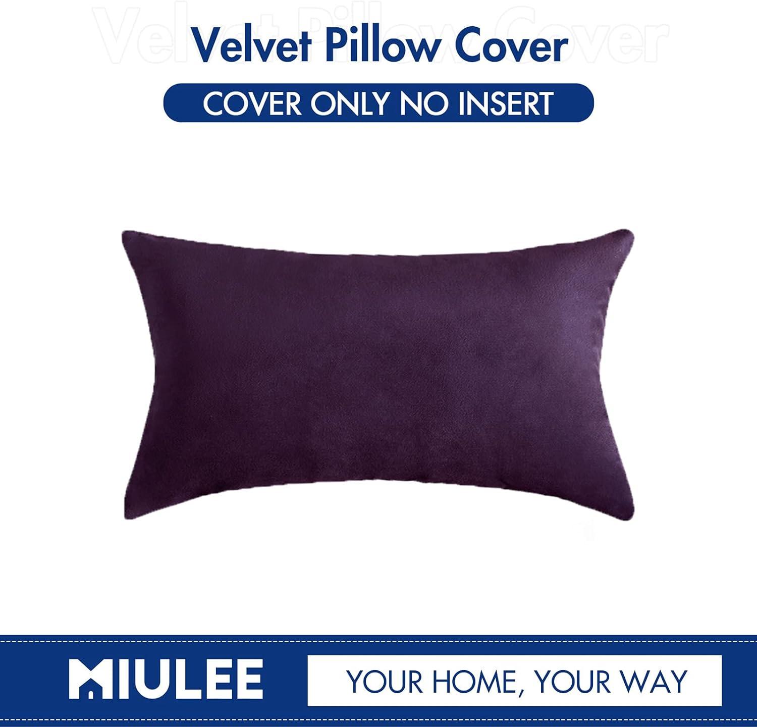 imageMIULEE Velvet Pillow Cover Soft Luxury Christmas Decorative Throw Pillow Cover Single Lumbar Rectangle Cushion Case Home Decor for Couch Sofa Bedroom12x20 Inch Wine RedEggplant Purple