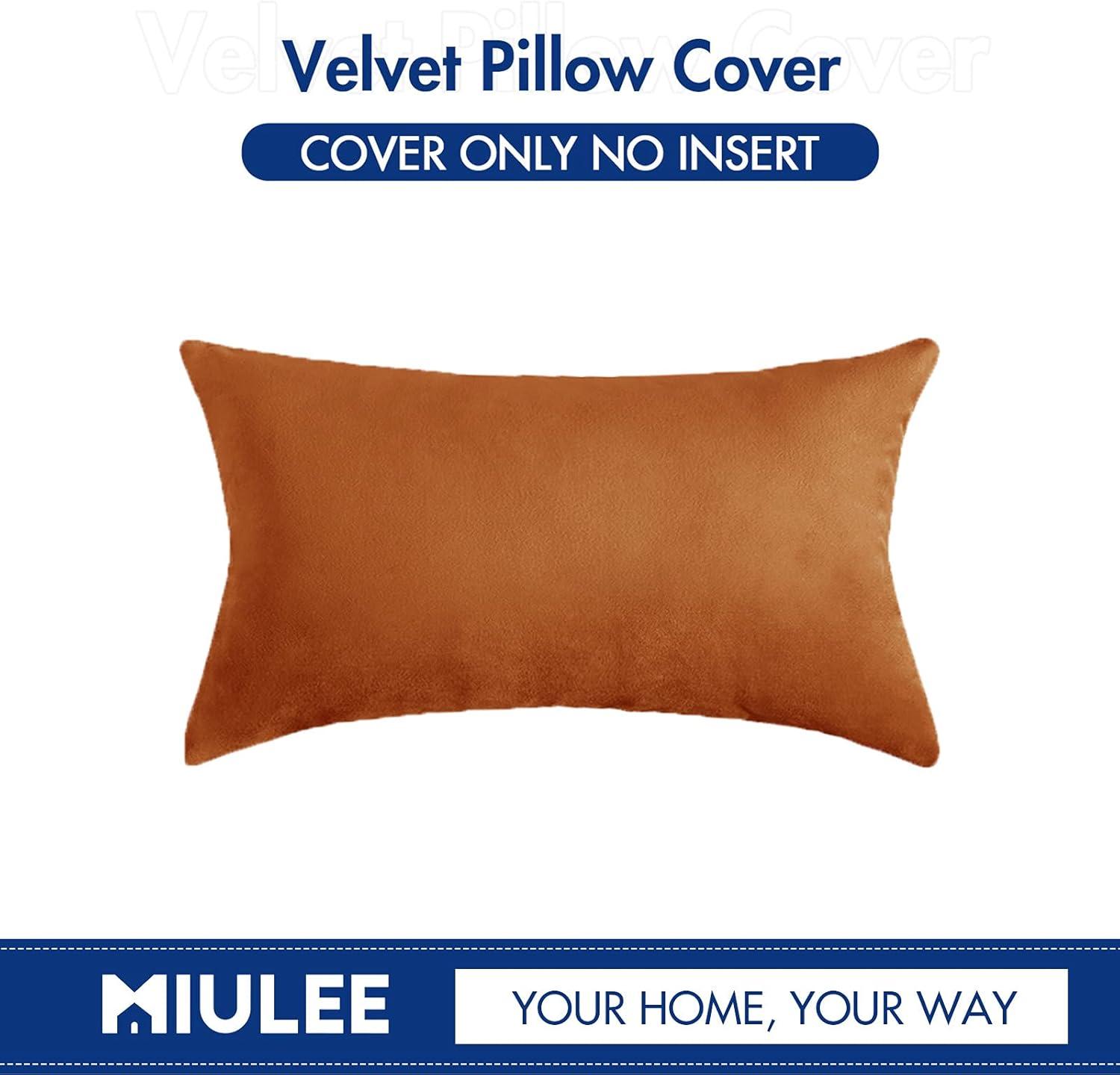 imageMIULEE Velvet Pillow Cover Soft Luxury Christmas Decorative Throw Pillow Cover Single Lumbar Rectangle Cushion Case Home Decor for Couch Sofa Bedroom12x20 Inch Wine RedOrange