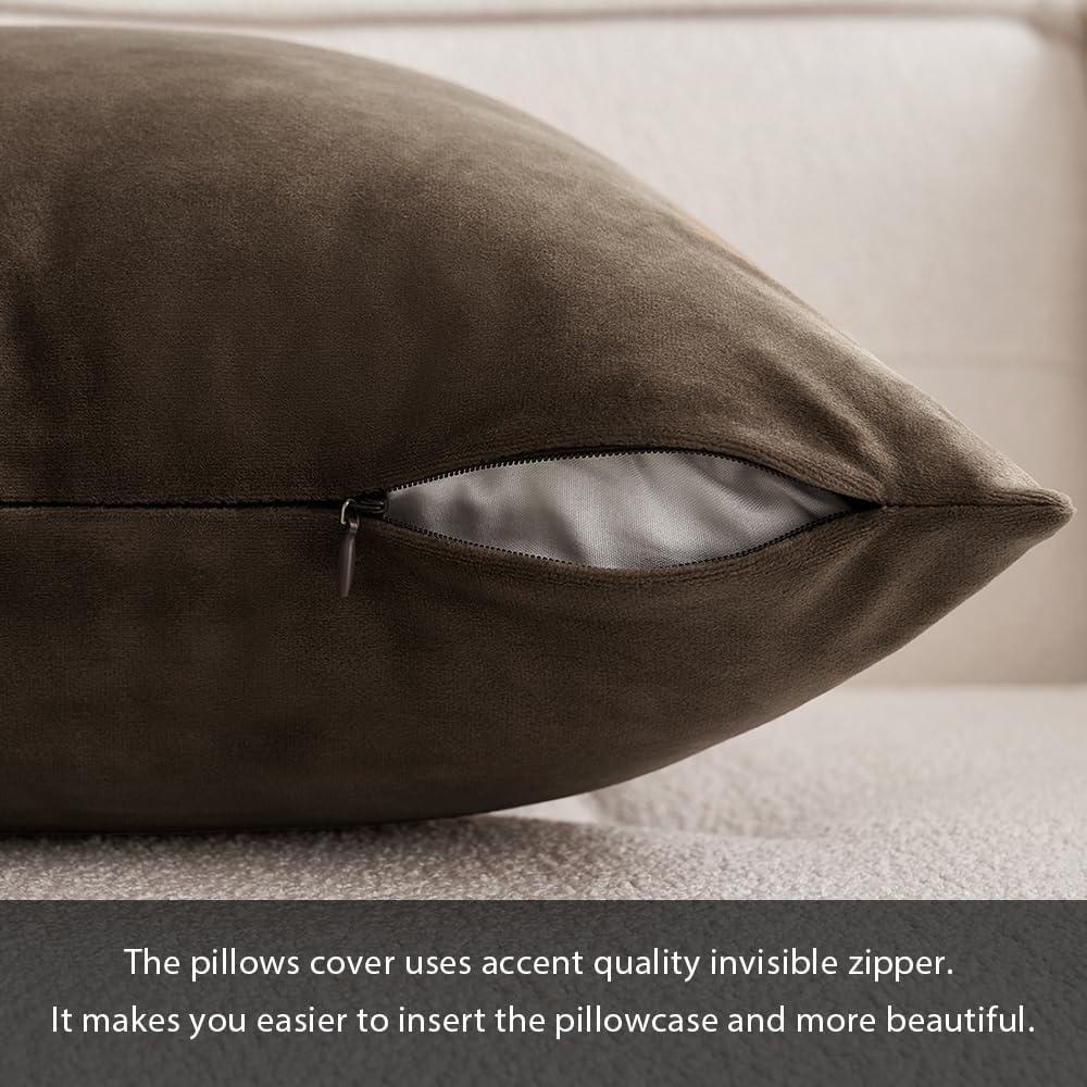 imageMIULEE Velvet Pillow Cover Soft Luxury Christmas Decorative Throw Pillow Cover Single Lumbar Rectangle Cushion Case Home Decor for Couch Sofa Bedroom12x20 Inch Wine RedDark Coffee