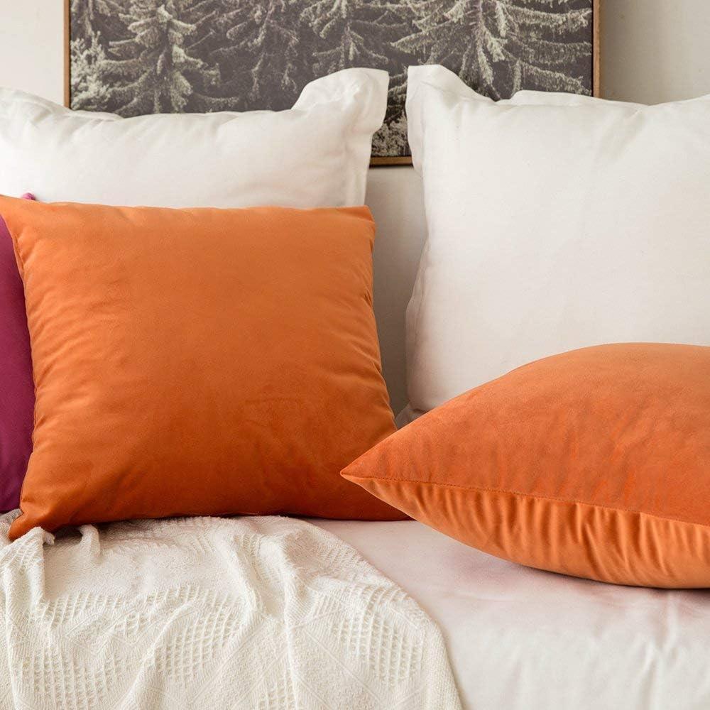 imageMIULEE Velvet Pillow Cover Soft Luxury Christmas Decorative Throw Pillow Cover Single Lumbar Rectangle Cushion Case Home Decor for Couch Sofa Bedroom12x20 Inch Wine RedOrange