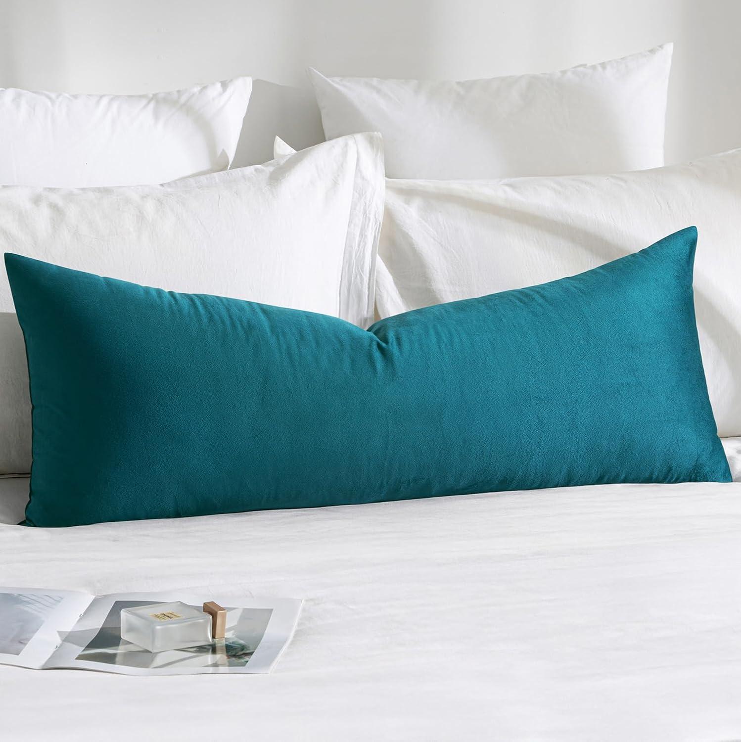 imageMIULEE Velvet Pillow Cover Soft Luxury Christmas Decorative Throw Pillow Cover Single Lumbar Rectangle Cushion Case Home Decor for Couch Sofa Bedroom12x20 Inch Wine RedTeal