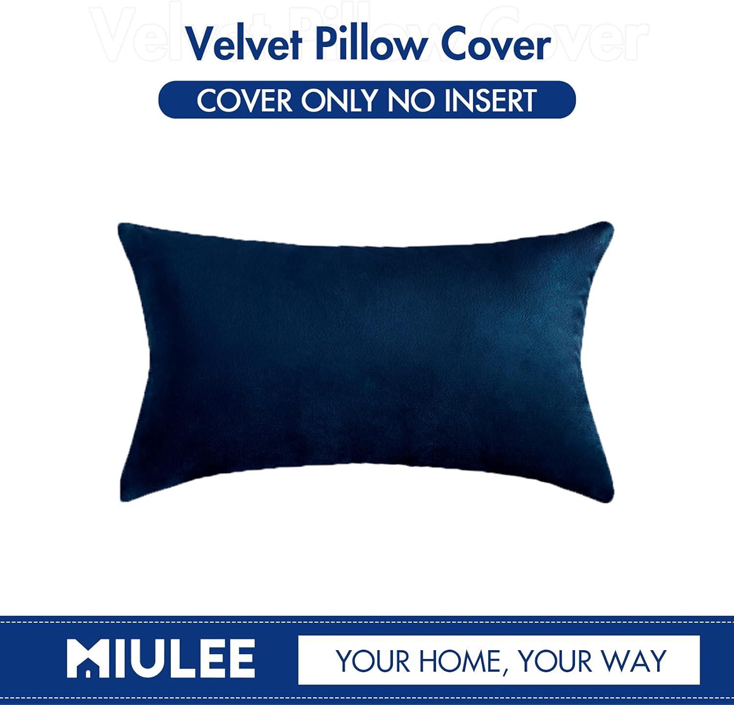 imageMIULEE Velvet Pillow Cover Soft Luxury Christmas Decorative Throw Pillow Cover Single Lumbar Rectangle Cushion Case Home Decor for Couch Sofa Bedroom12x20 Inch Wine RedDark Blue