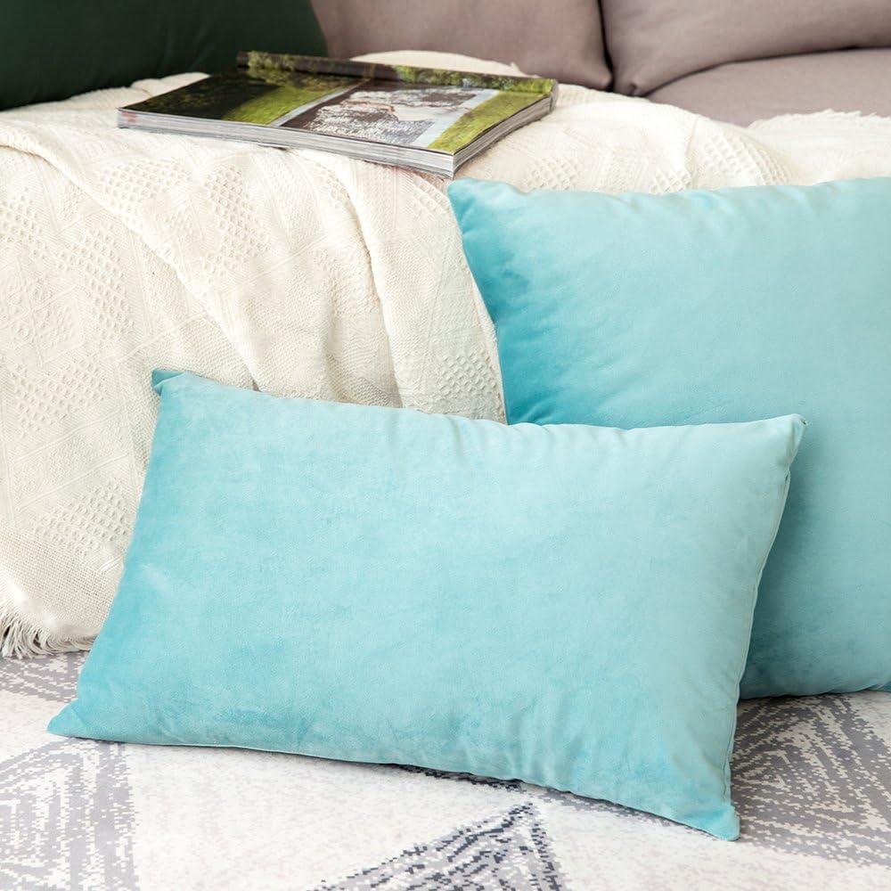 imageMIULEE Velvet Pillow Cover Soft Luxury Christmas Decorative Throw Pillow Cover Single Lumbar Rectangle Cushion Case Home Decor for Couch Sofa Bedroom12x20 Inch Wine RedAqua Green