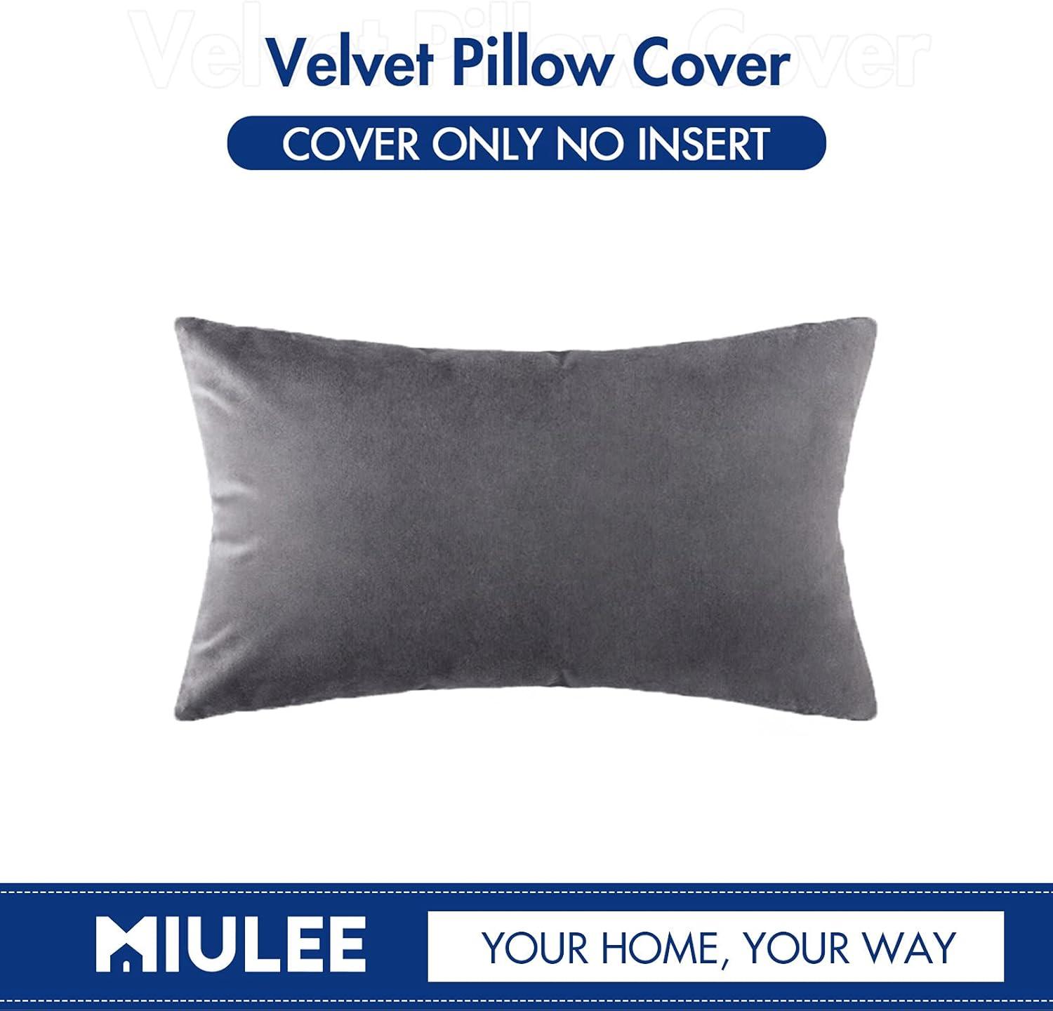 imageMIULEE Velvet Pillow Cover Soft Luxury Christmas Decorative Throw Pillow Cover Single Lumbar Rectangle Cushion Case Home Decor for Couch Sofa Bedroom12x20 Inch Wine RedDark Grey