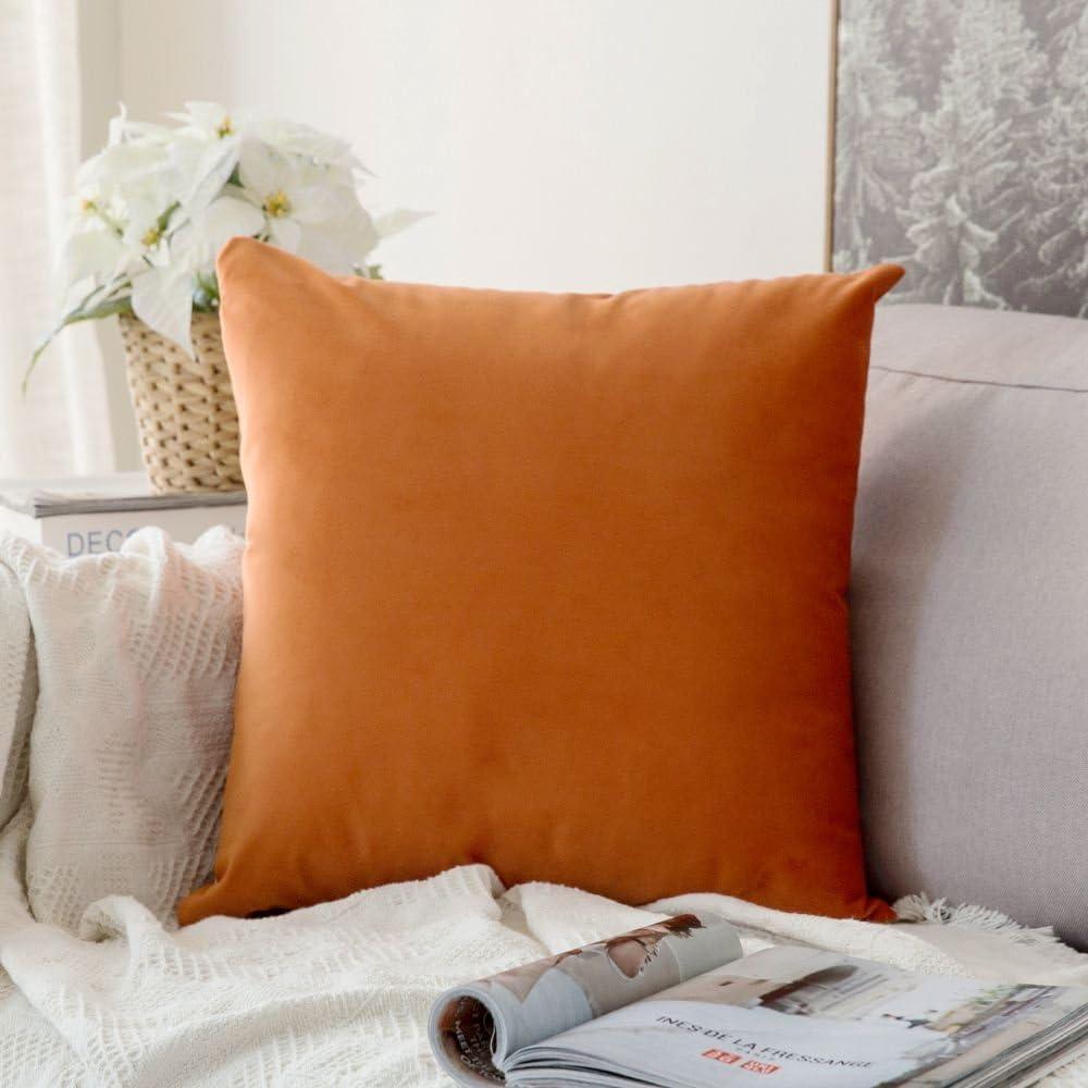 imageMIULEE Velvet Pillow Cover Soft Luxury Christmas Decorative Throw Pillow Cover Single Lumbar Rectangle Cushion Case Home Decor for Couch Sofa Bedroom12x20 Inch Wine RedOrange