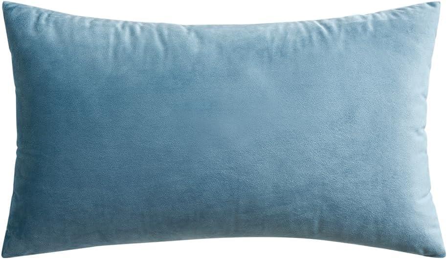 imageMIULEE Velvet Pillow Cover Soft Luxury Christmas Decorative Throw Pillow Cover Single Lumbar Rectangle Cushion Case Home Decor for Couch Sofa Bedroom12x20 Inch Wine RedLight Blue