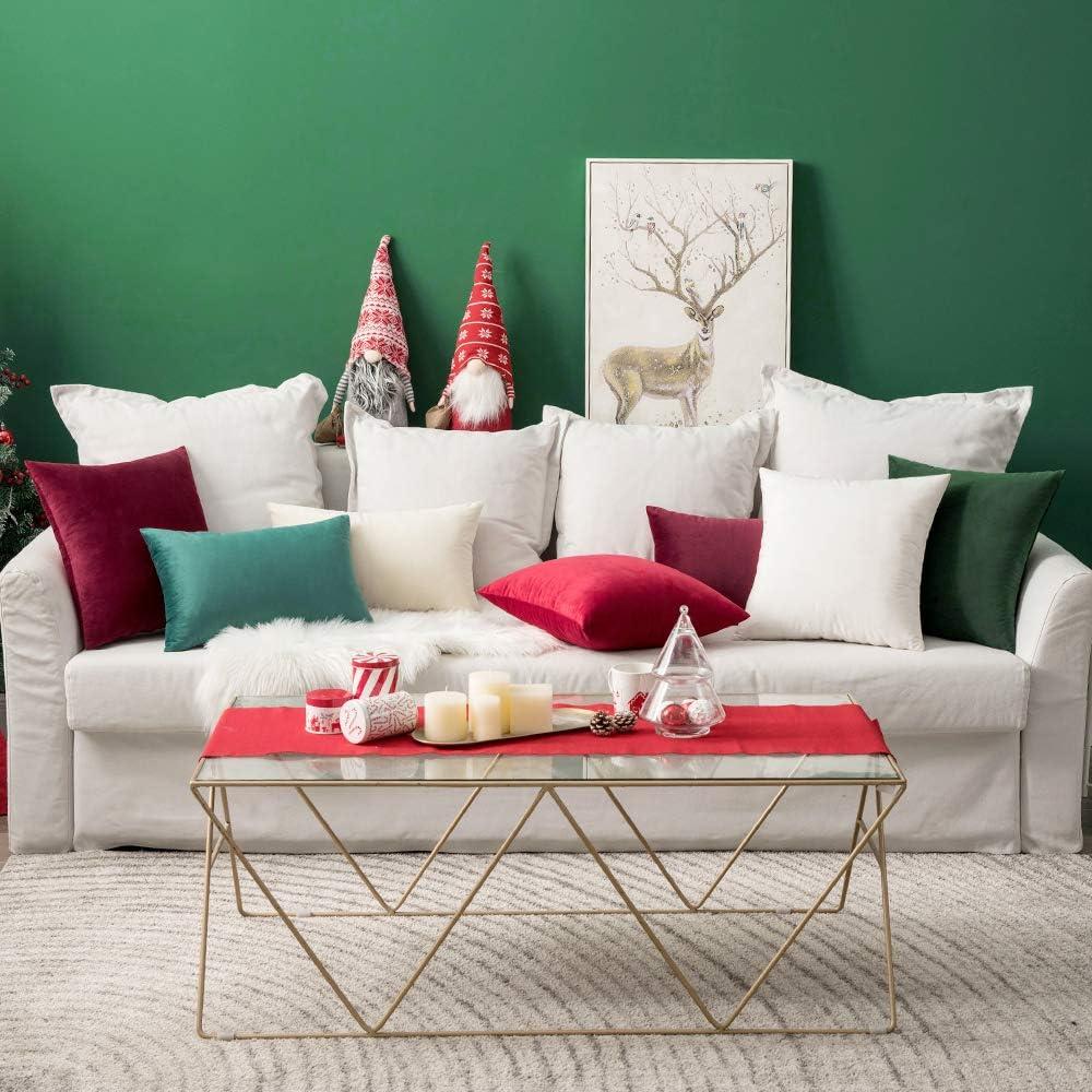 imageMIULEE Velvet Pillow Cover Soft Luxury Christmas Decorative Throw Pillow Cover Single Lumbar Rectangle Cushion Case Home Decor for Couch Sofa Bedroom12x20 Inch Wine RedWine Red
