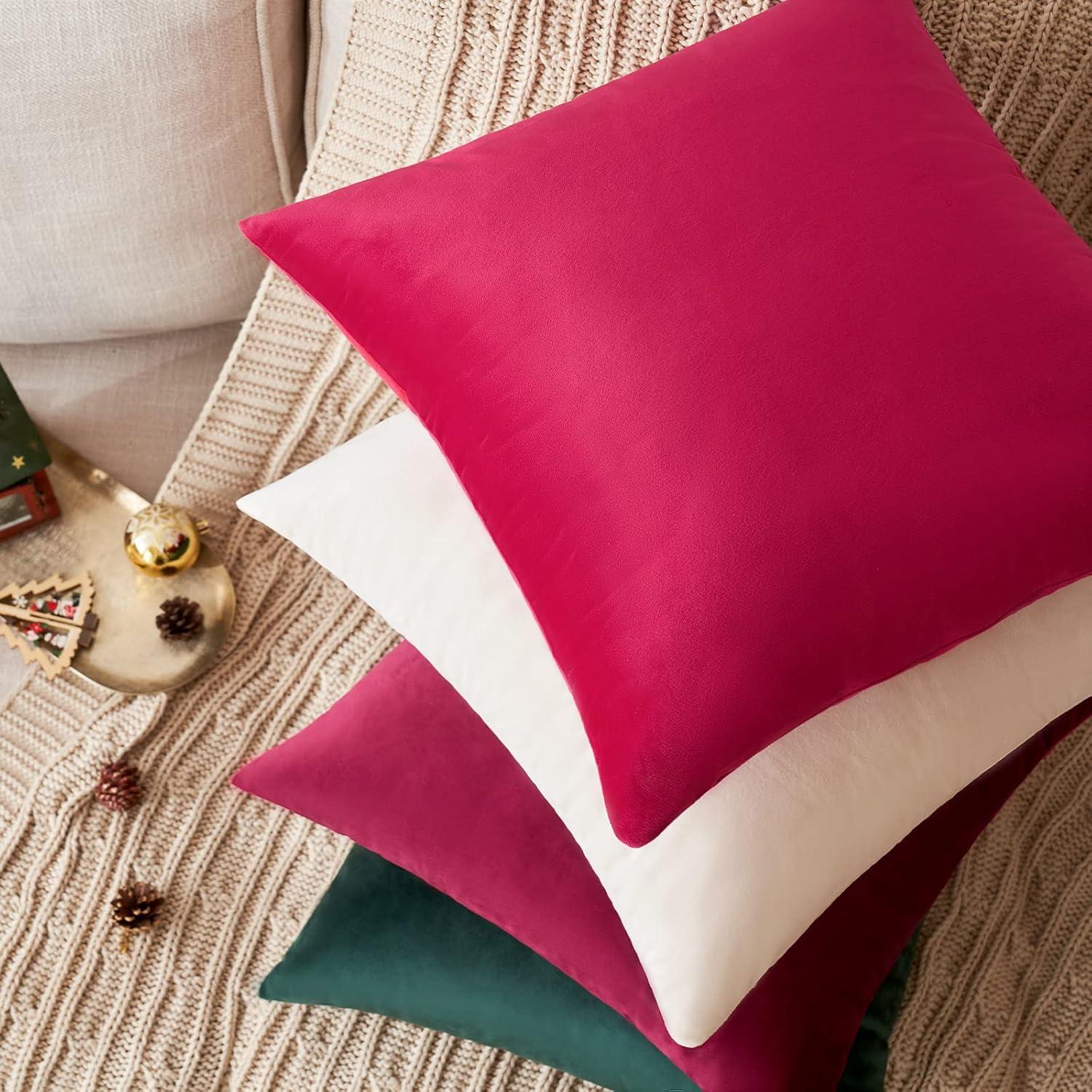 imageMIULEE Velvet Pillow Cover Soft Luxury Christmas Decorative Throw Pillow Cover Single Lumbar Rectangle Cushion Case Home Decor for Couch Sofa Bedroom12x20 Inch Wine RedCream White