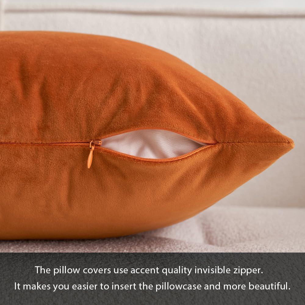 imageMIULEE Velvet Pillow Cover Soft Luxury Christmas Decorative Throw Pillow Cover Single Lumbar Rectangle Cushion Case Home Decor for Couch Sofa Bedroom12x20 Inch Wine RedOrange