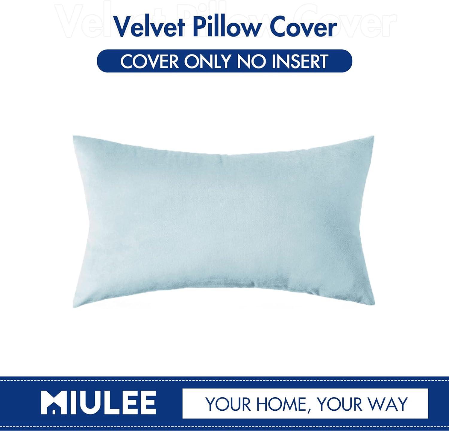 imageMIULEE Velvet Pillow Cover Soft Luxury Christmas Decorative Throw Pillow Cover Single Lumbar Rectangle Cushion Case Home Decor for Couch Sofa Bedroom12x20 Inch Wine RedBaby Blue