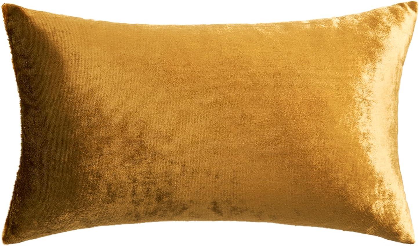imageMIULEE Velvet Pillow Cover Soft Luxury Christmas Decorative Throw Pillow Cover Single Lumbar Rectangle Cushion Case Home Decor for Couch Sofa Bedroom12x20 Inch Wine RedDark Gold