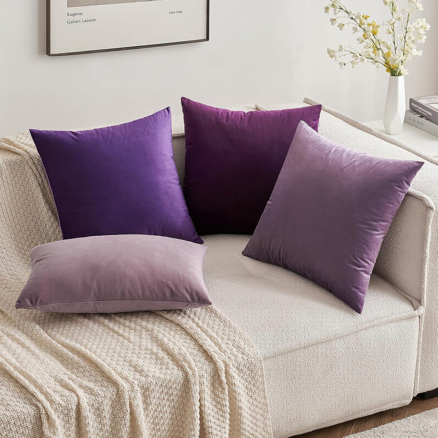 imageMIULEE Velvet Pillow Cover Soft Luxury Christmas Decorative Throw Pillow Cover Single Lumbar Rectangle Cushion Case Home Decor for Couch Sofa Bedroom12x20 Inch Wine RedEggplant Purple