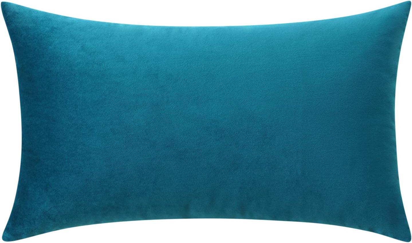 imageMIULEE Velvet Pillow Cover Soft Luxury Christmas Decorative Throw Pillow Cover Single Lumbar Rectangle Cushion Case Home Decor for Couch Sofa Bedroom12x20 Inch Wine RedTeal