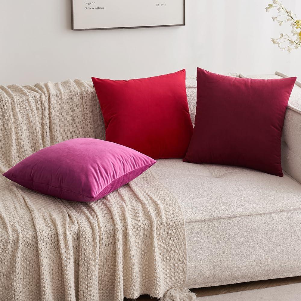 imageMIULEE Velvet Pillow Cover Soft Luxury Christmas Decorative Throw Pillow Cover Single Lumbar Rectangle Cushion Case Home Decor for Couch Sofa Bedroom12x20 Inch Wine RedWine Red