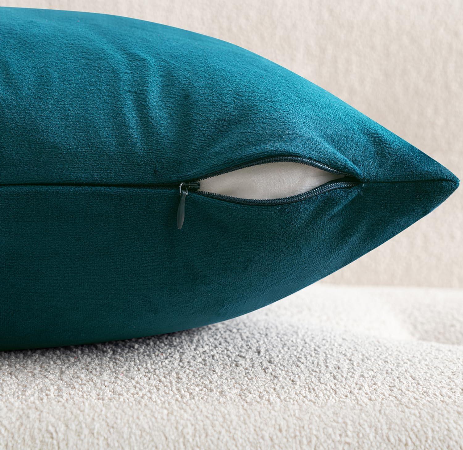 imageMIULEE Velvet Pillow Cover Soft Luxury Christmas Decorative Throw Pillow Cover Single Lumbar Rectangle Cushion Case Home Decor for Couch Sofa Bedroom12x20 Inch Wine RedTeal