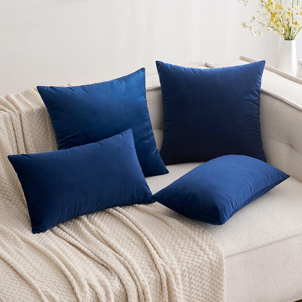 imageMIULEE Velvet Pillow Cover Soft Luxury Christmas Decorative Throw Pillow Cover Single Lumbar Rectangle Cushion Case Home Decor for Couch Sofa Bedroom12x20 Inch Wine RedDark Blue