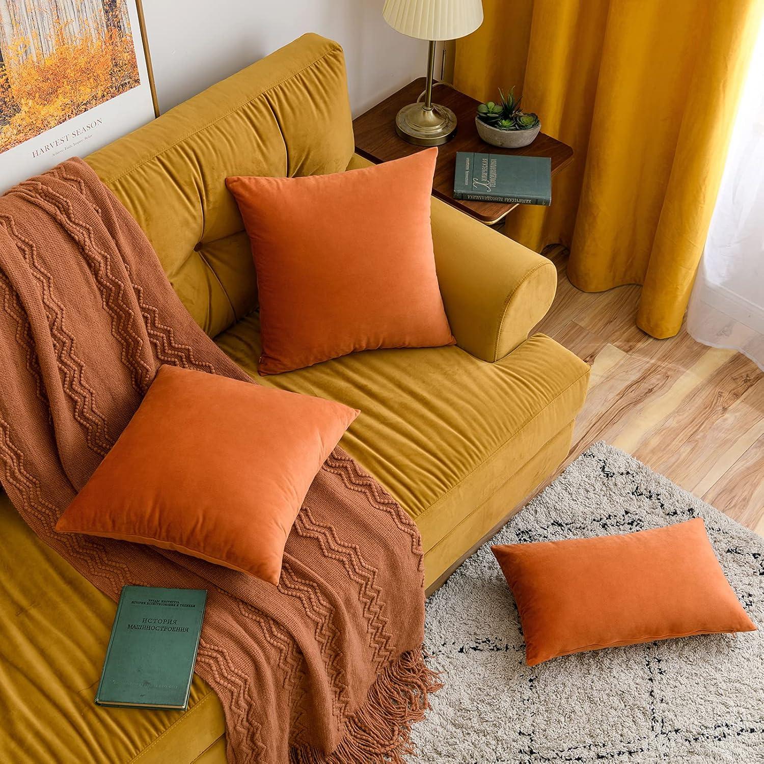 imageMIULEE Velvet Pillow Cover Soft Luxury Christmas Decorative Throw Pillow Cover Single Lumbar Rectangle Cushion Case Home Decor for Couch Sofa Bedroom12x20 Inch Wine RedOrange