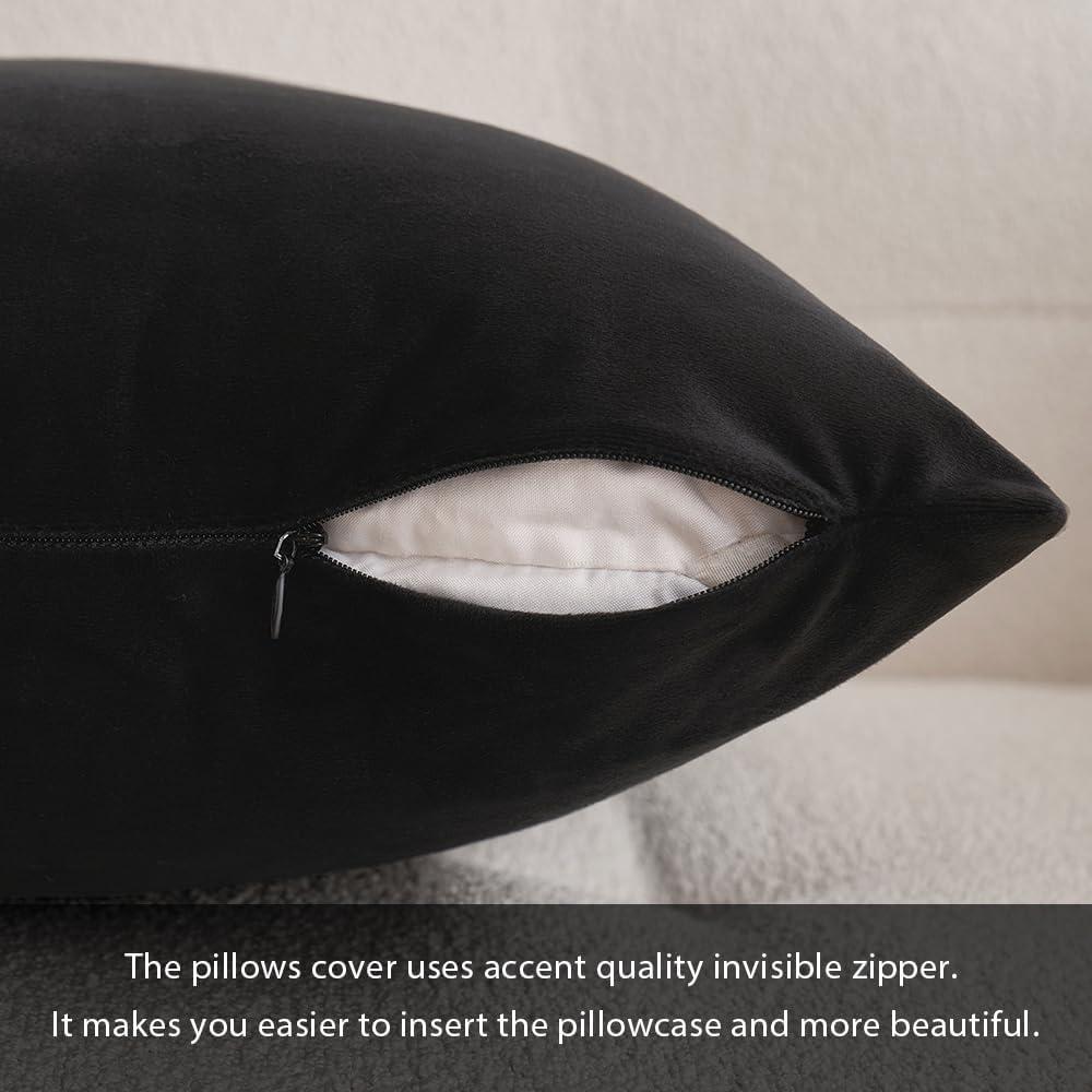 imageMIULEE Velvet Pillow Cover Soft Luxury Christmas Decorative Throw Pillow Cover Single Lumbar Rectangle Cushion Case Home Decor for Couch Sofa Bedroom12x20 Inch Wine RedBlack