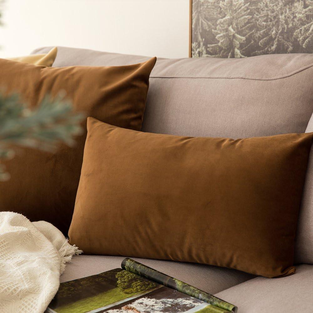 imageMIULEE Velvet Pillow Cover Soft Luxury Christmas Decorative Throw Pillow Cover Single Lumbar Rectangle Cushion Case Home Decor for Couch Sofa Bedroom12x20 Inch Wine RedChocolate